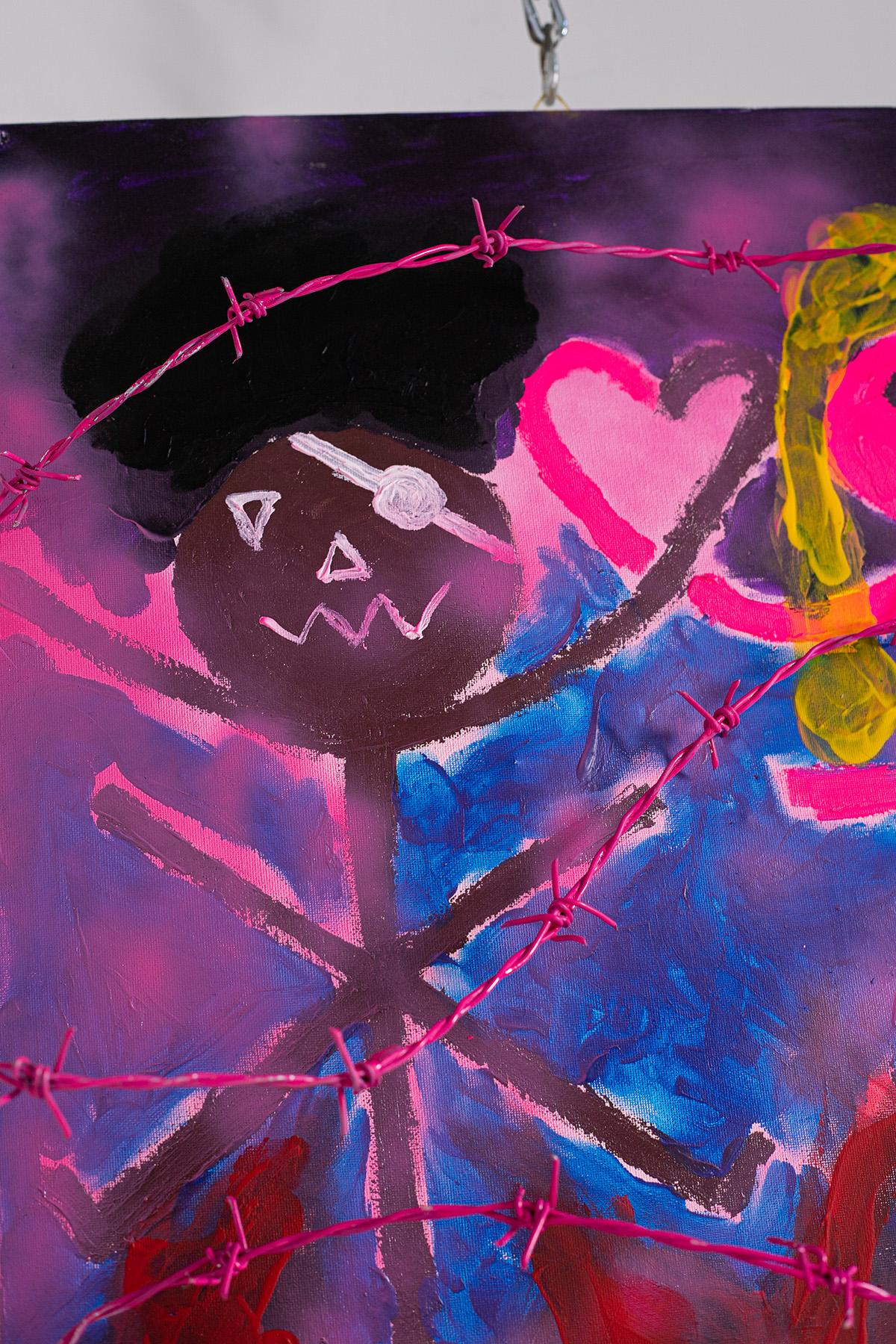 Peinture abstraite à l'acrylique sur toile « Impossible Love » de Bomberbax en vente 5