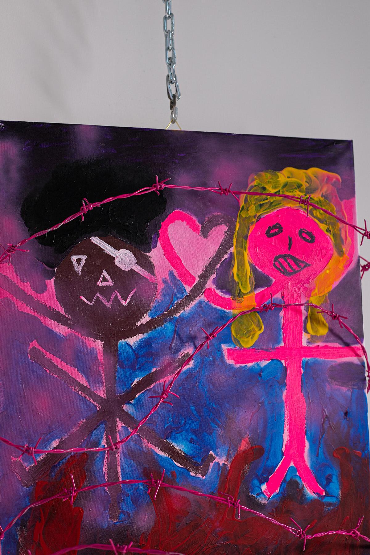 Peinture abstraite à l'acrylique sur toile « Impossible Love » de Bomberbax en vente 6
