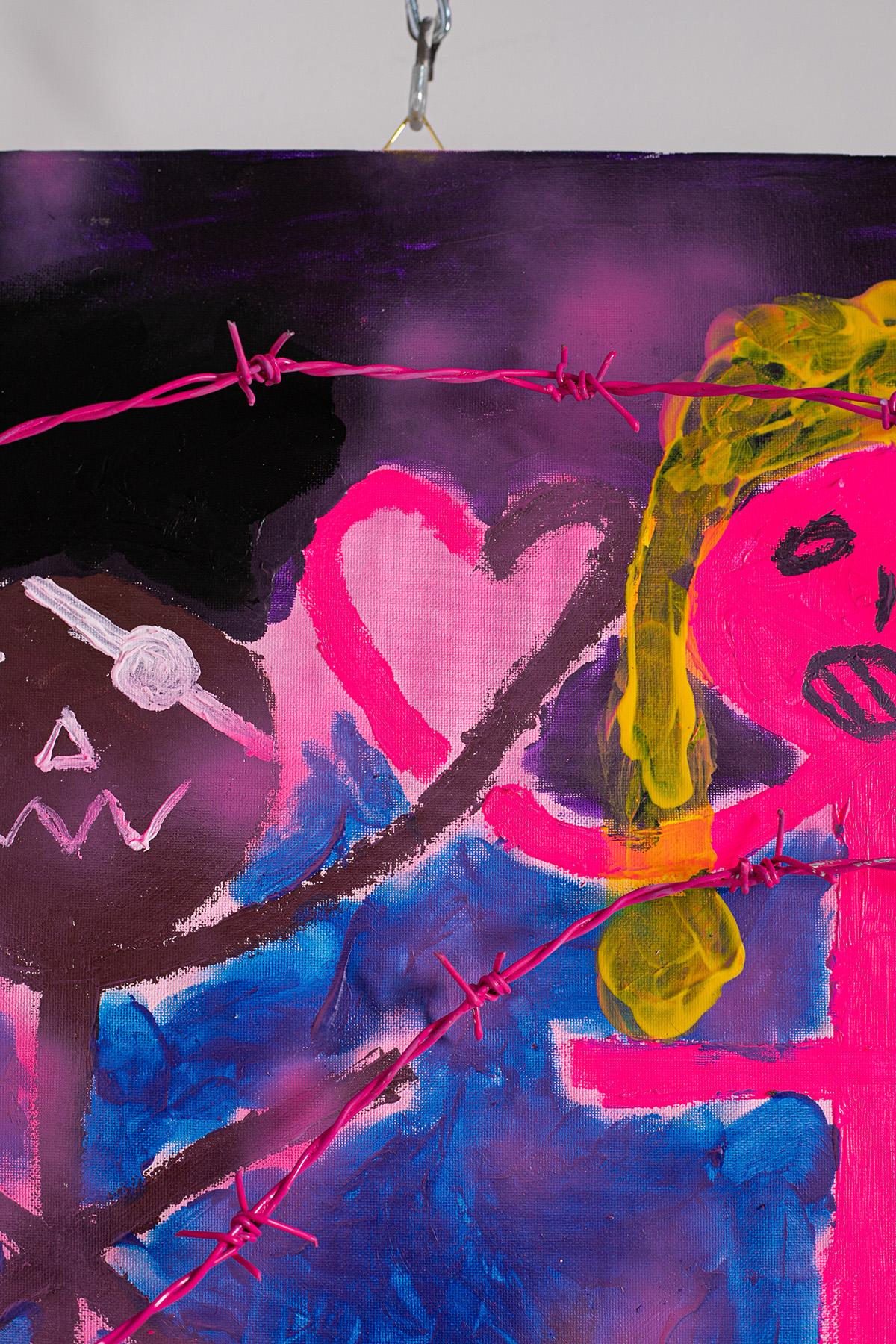 Toile Peinture abstraite à l'acrylique sur toile « Impossible Love » de Bomberbax en vente