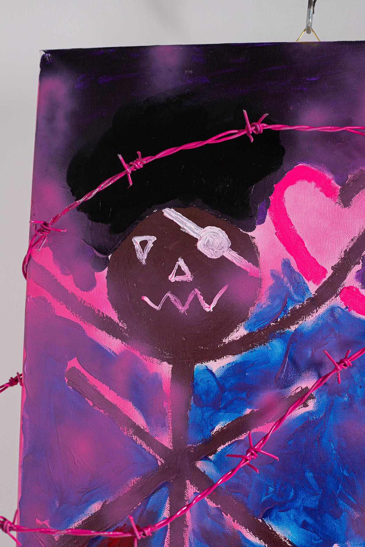 Peinture abstraite à l'acrylique sur toile « Impossible Love » de Bomberbax en vente 1