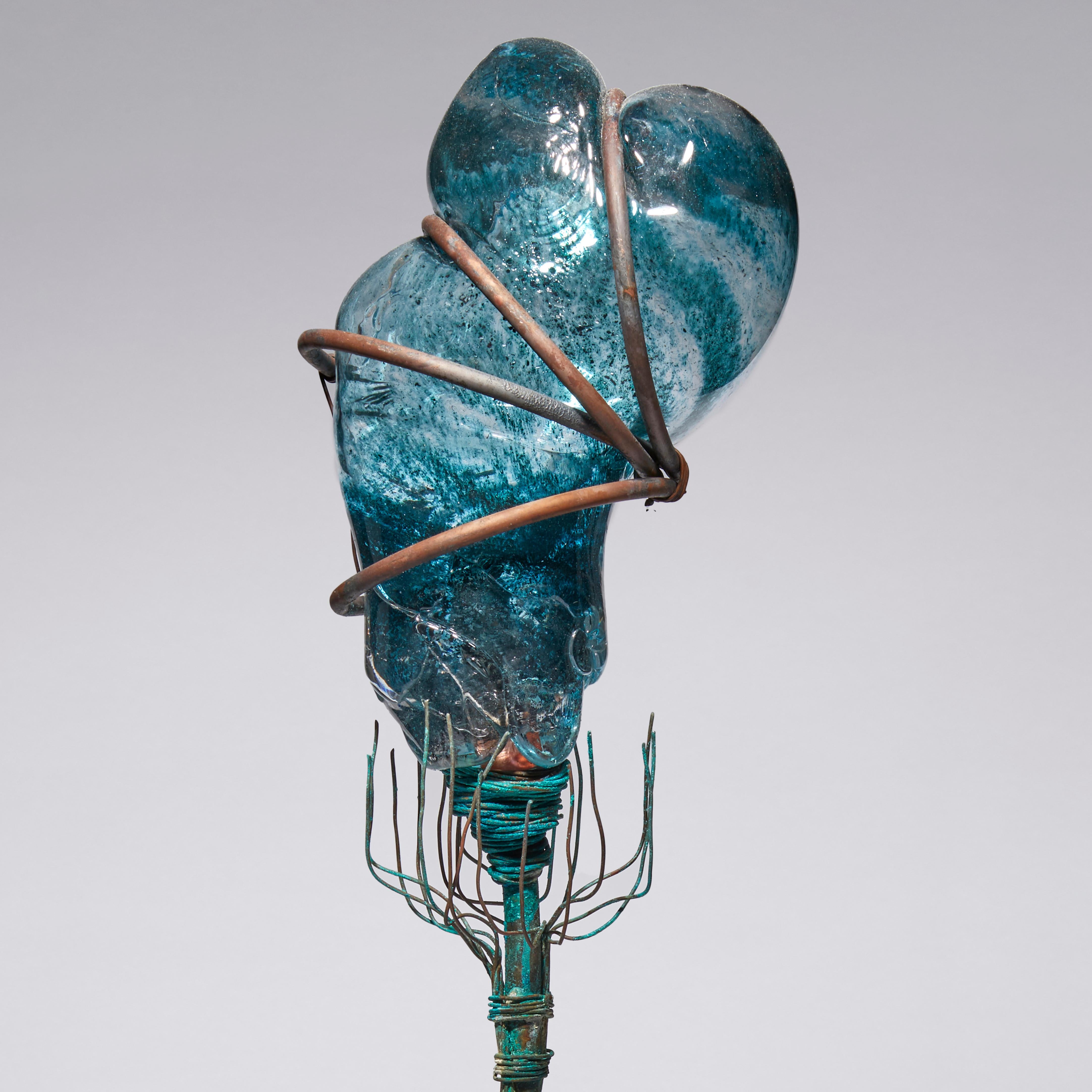 Contemporary Impostor Syndrome, a Unique Glass, Bronze and Copper Sculpture by Chris Day