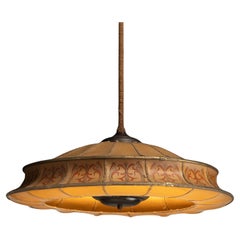 Impressed & Painted Leatherette Pendant, Europe circa 1930