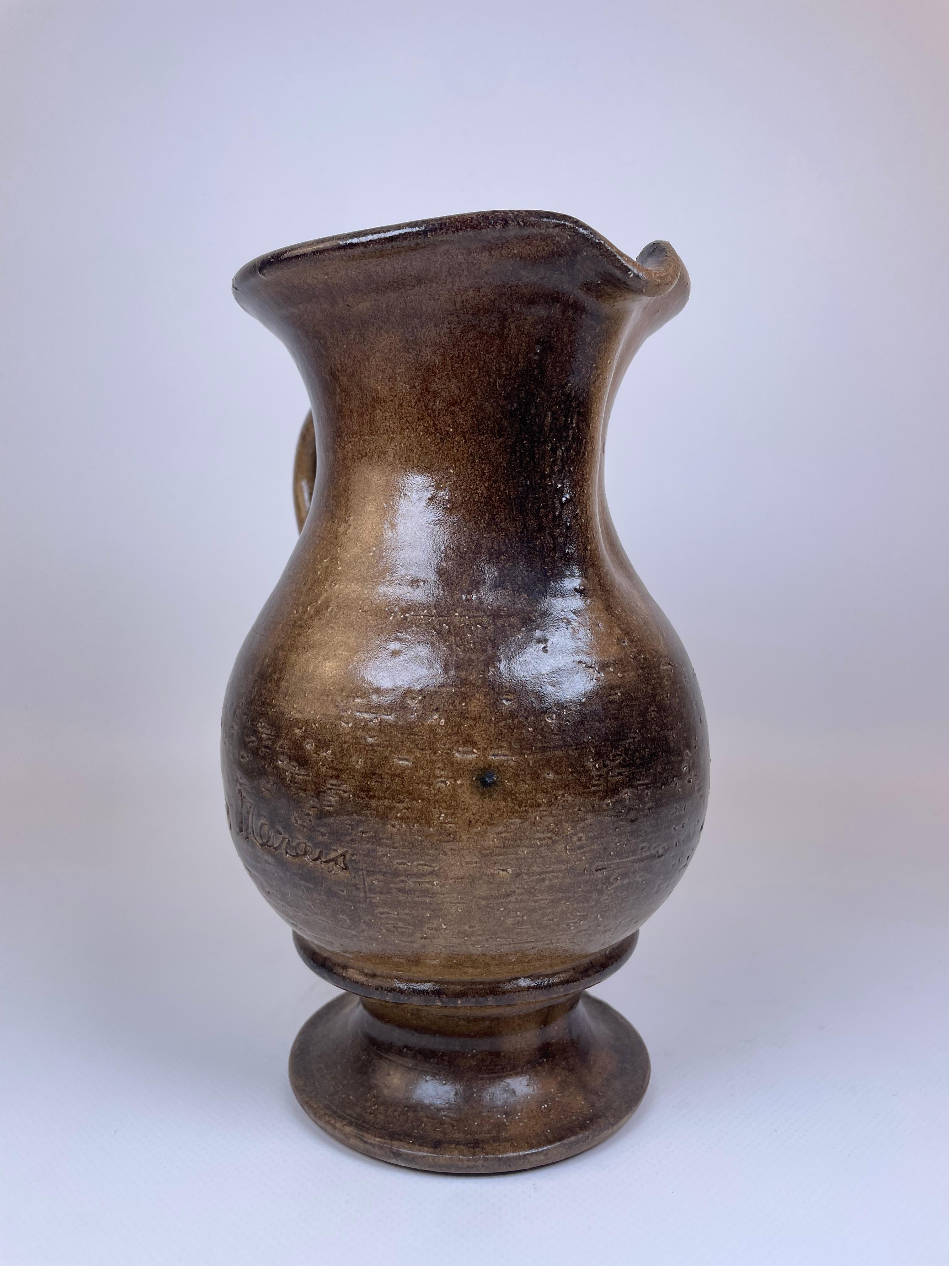 Impression ceramic pitcher by Jean Marais, Vallauris For Sale 5