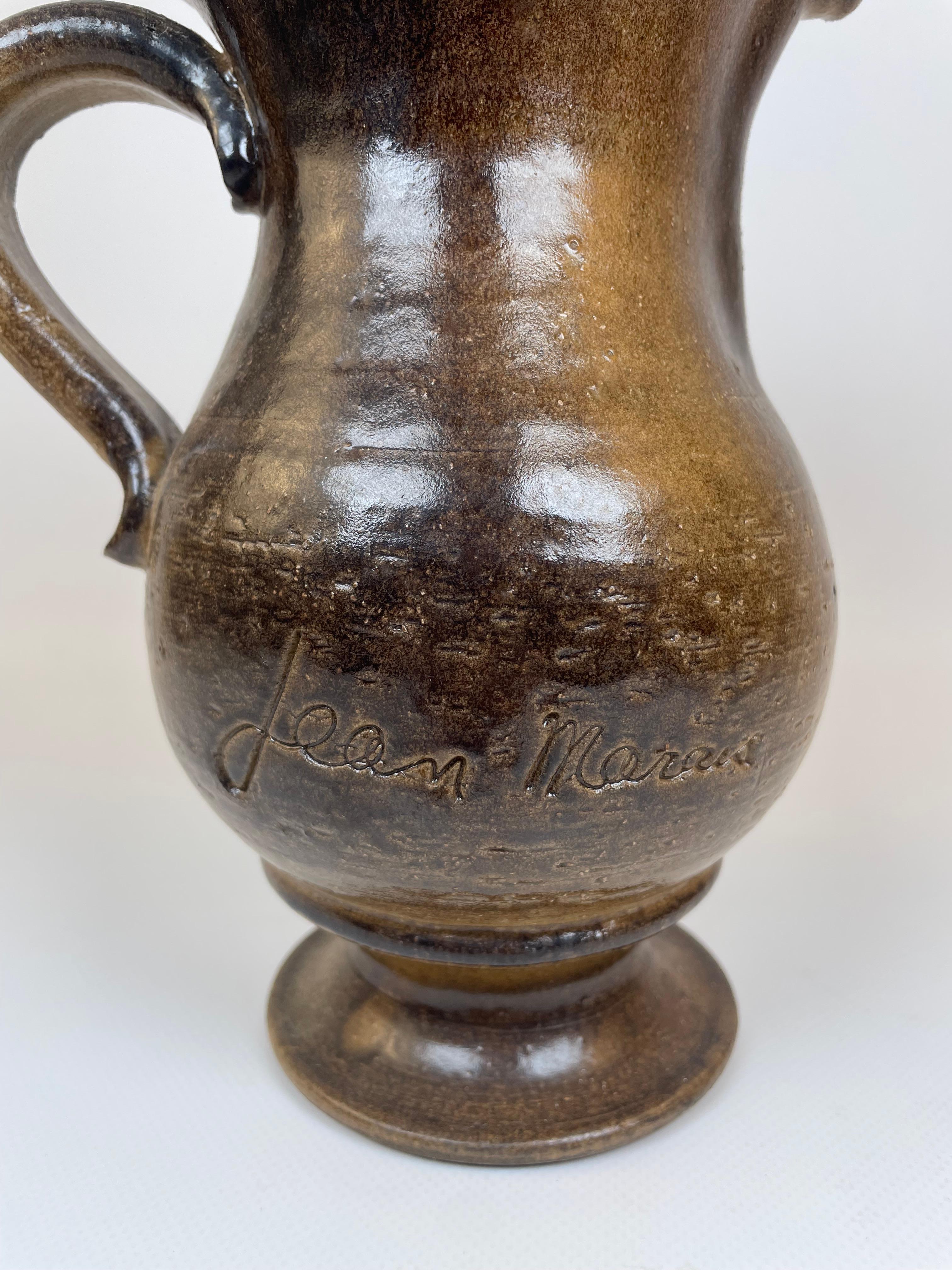 Mid-20th Century Impression ceramic pitcher by Jean Marais, Vallauris For Sale
