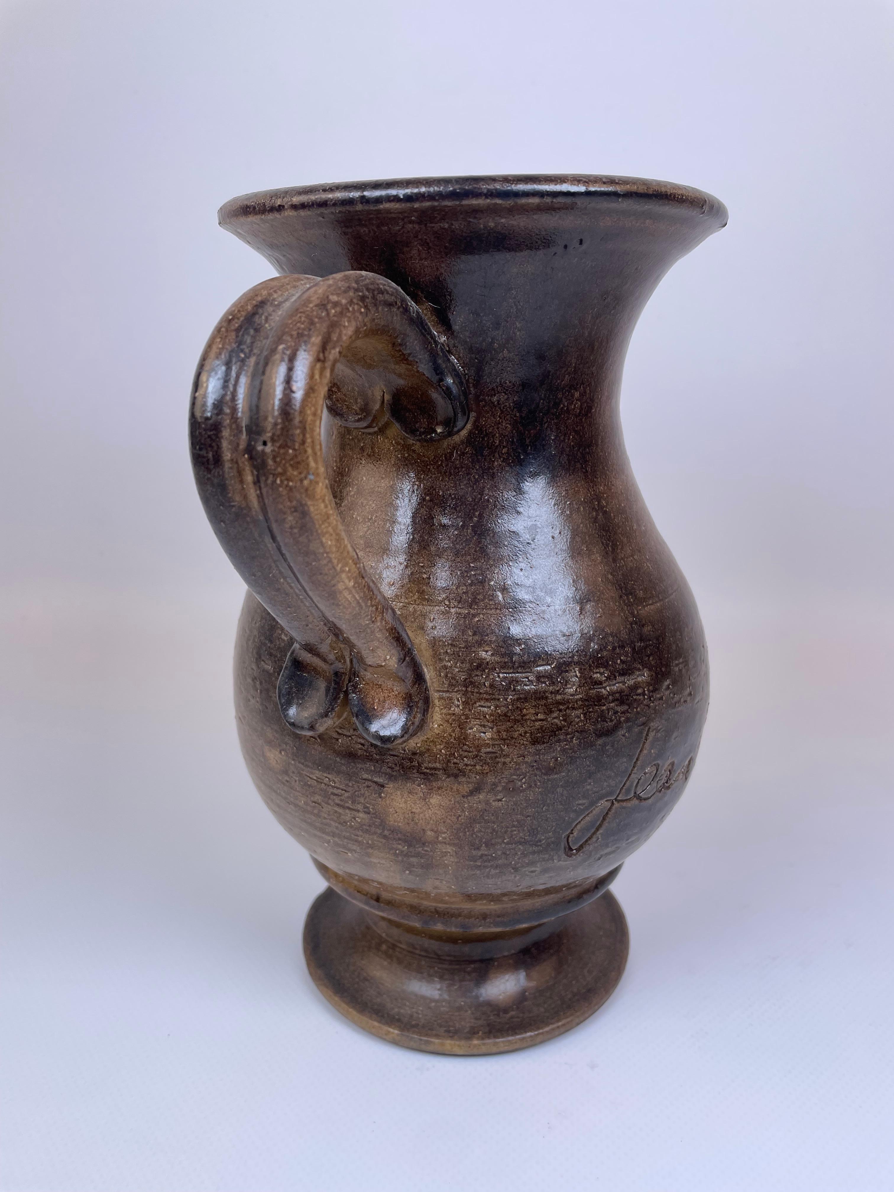 Ceramic Impression ceramic pitcher by Jean Marais, Vallauris For Sale
