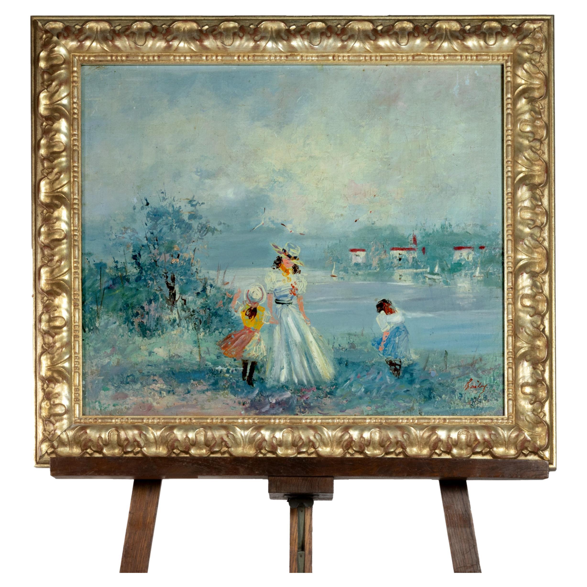 Impressionism Painting, «Argenteuil» By «Bailey», 20th Century For Sale