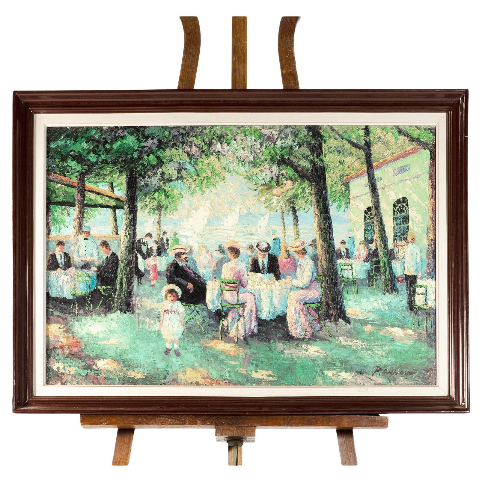 Impressionism Paris Cabaret Painting By Paul Arnaux, 20th Century For Sale