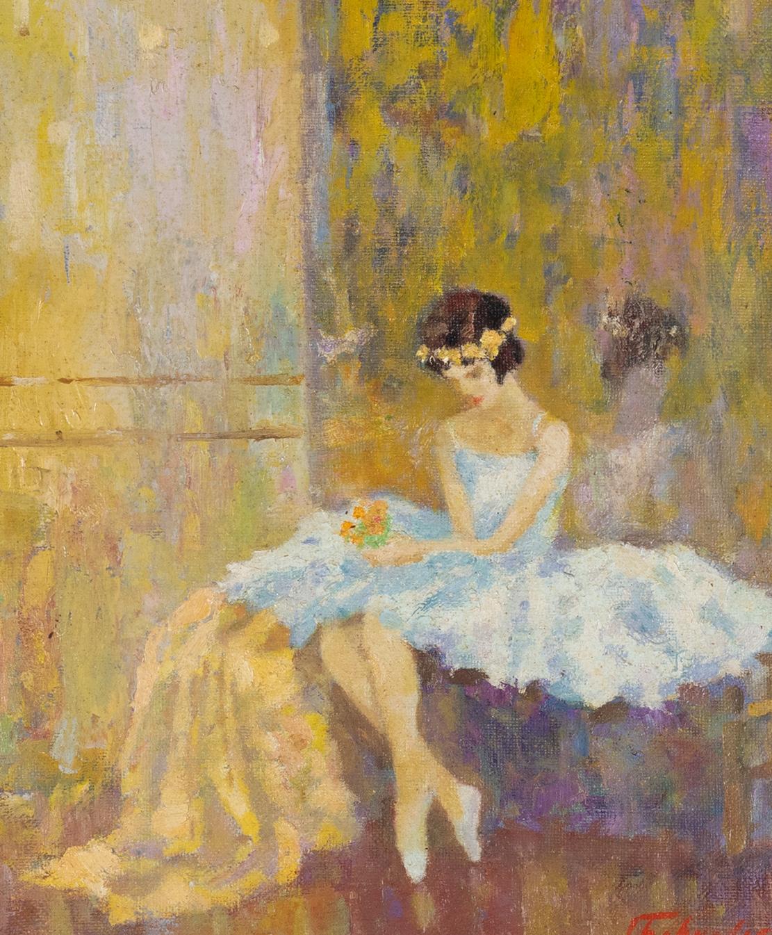 Impressionism Russian Bailarina Dancer Painting, 19th Century    In Good Condition For Sale In Lisbon, PT