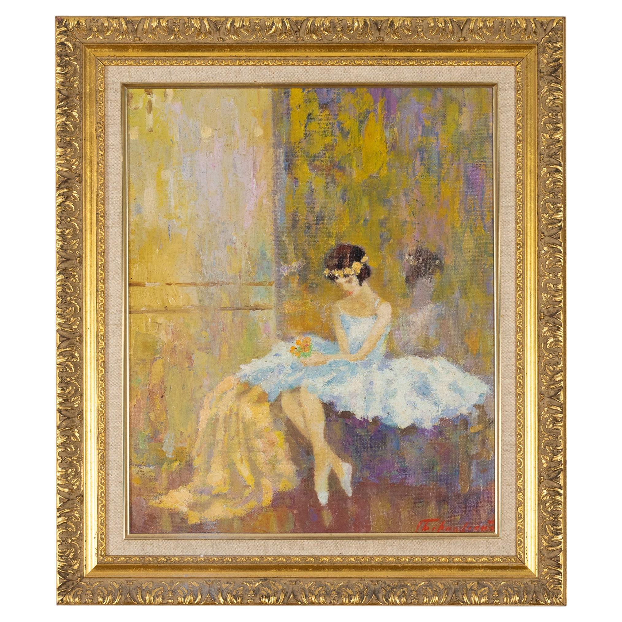Impressionism Russian Bailarina Dancer Painting, 19th Century    For Sale