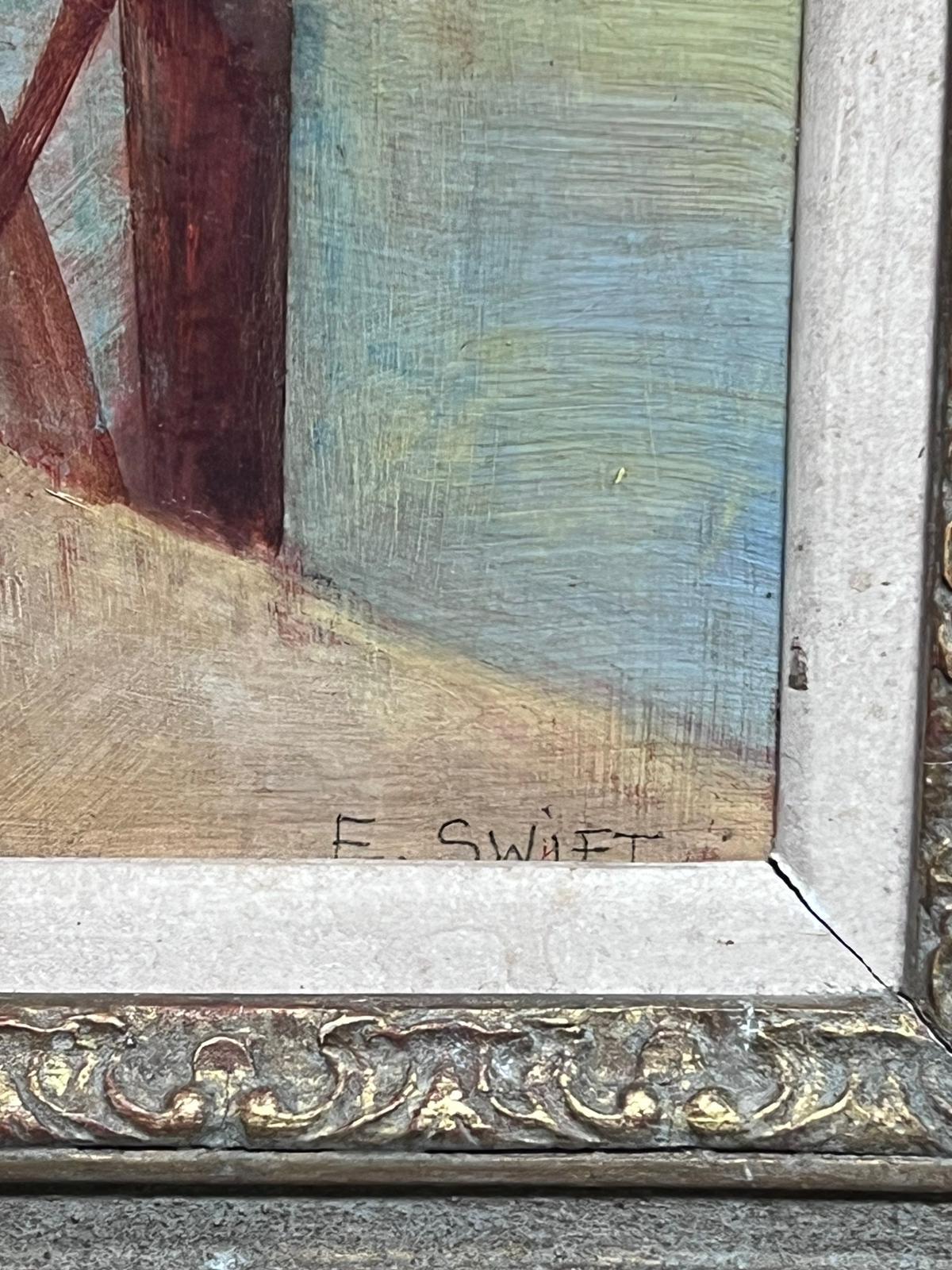 Großes signiertes impressionistisches Ölgemälde einer eleganten Dame am Strand, signiert im Angebot 2