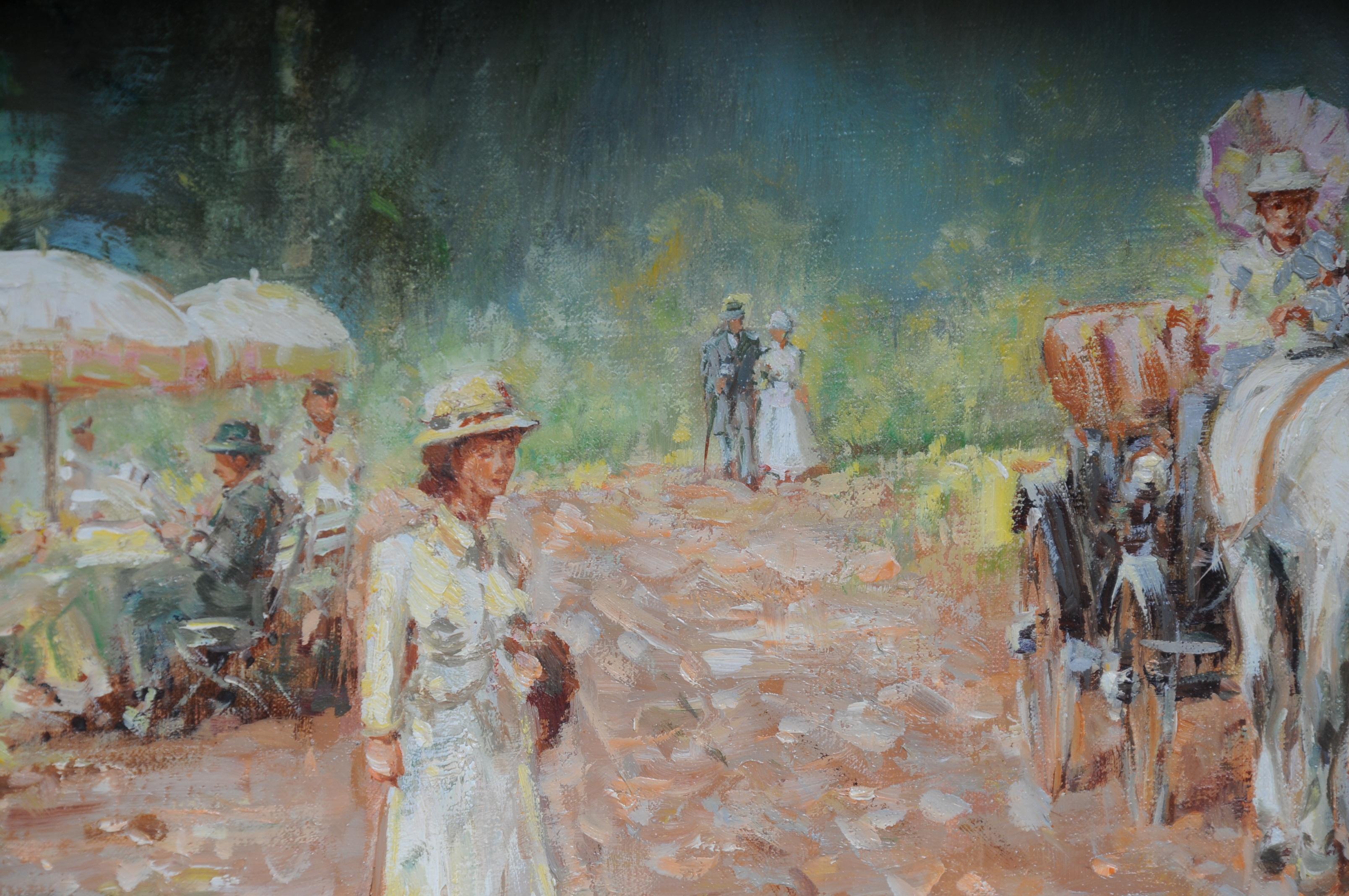 Impressionist Café Landscape France, 20th Century For Sale 6
