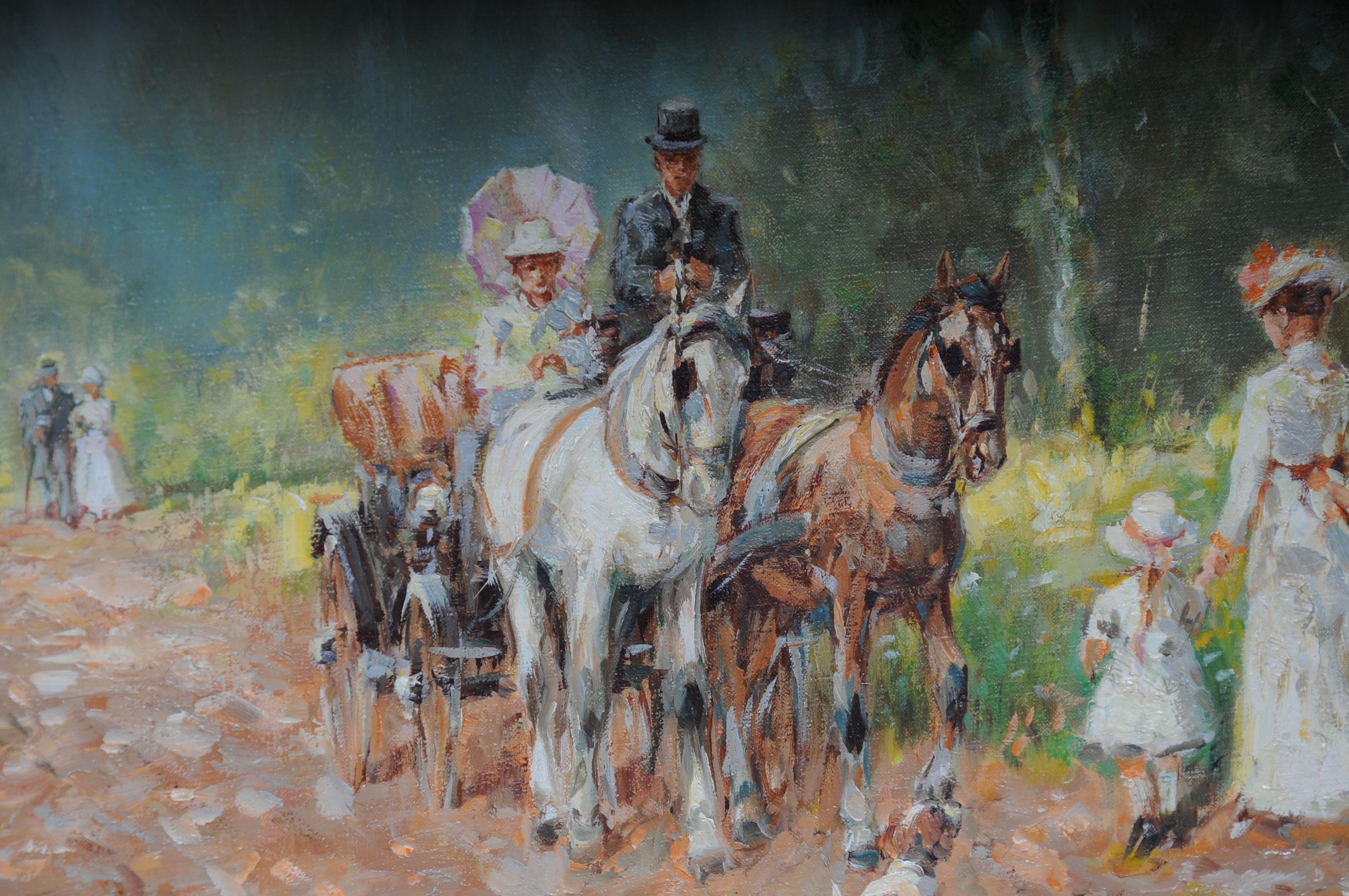 Impressionist Café Landscape France, 20th Century For Sale 7