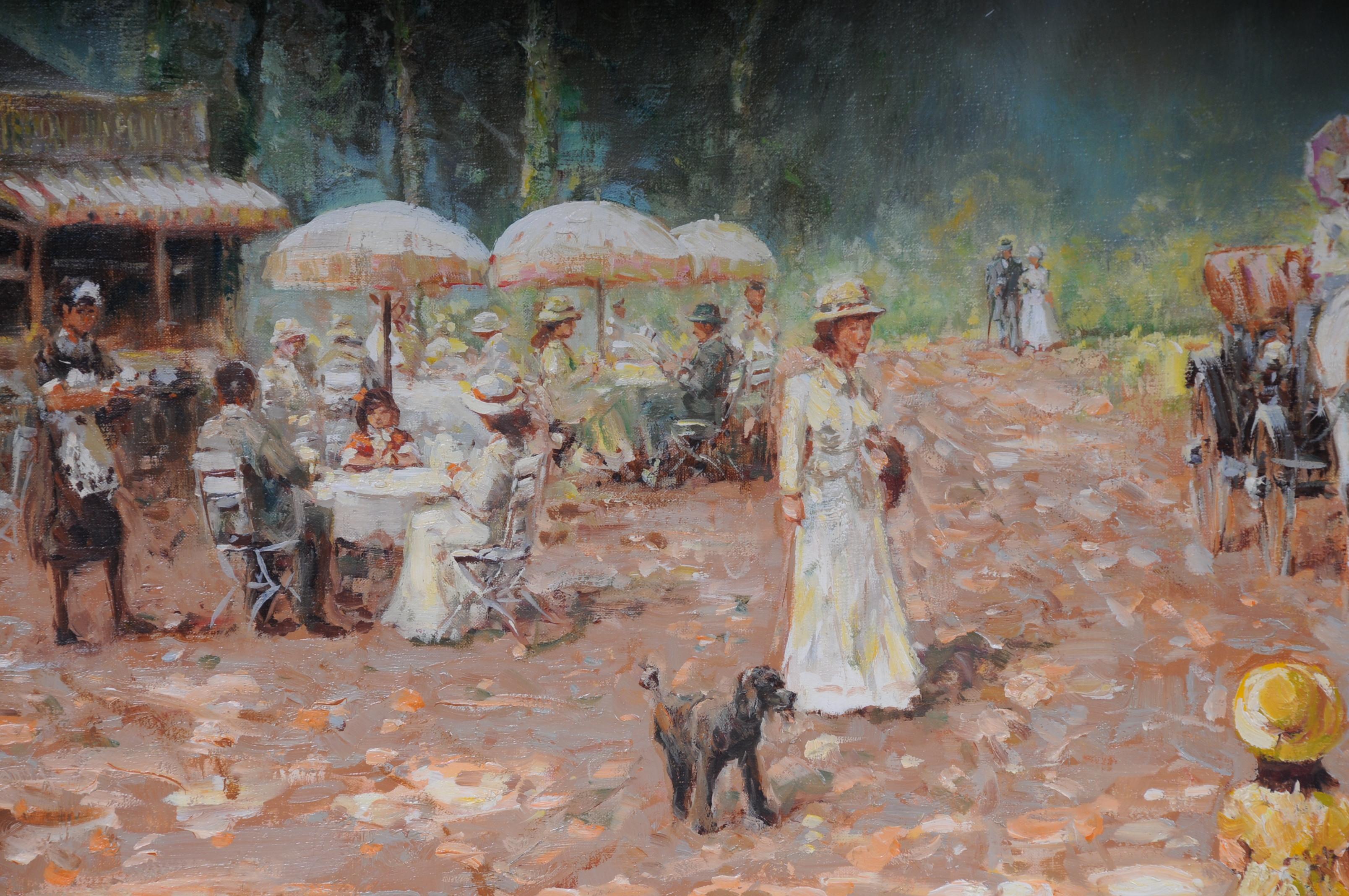 French Impressionist Café Landscape France, 20th Century For Sale