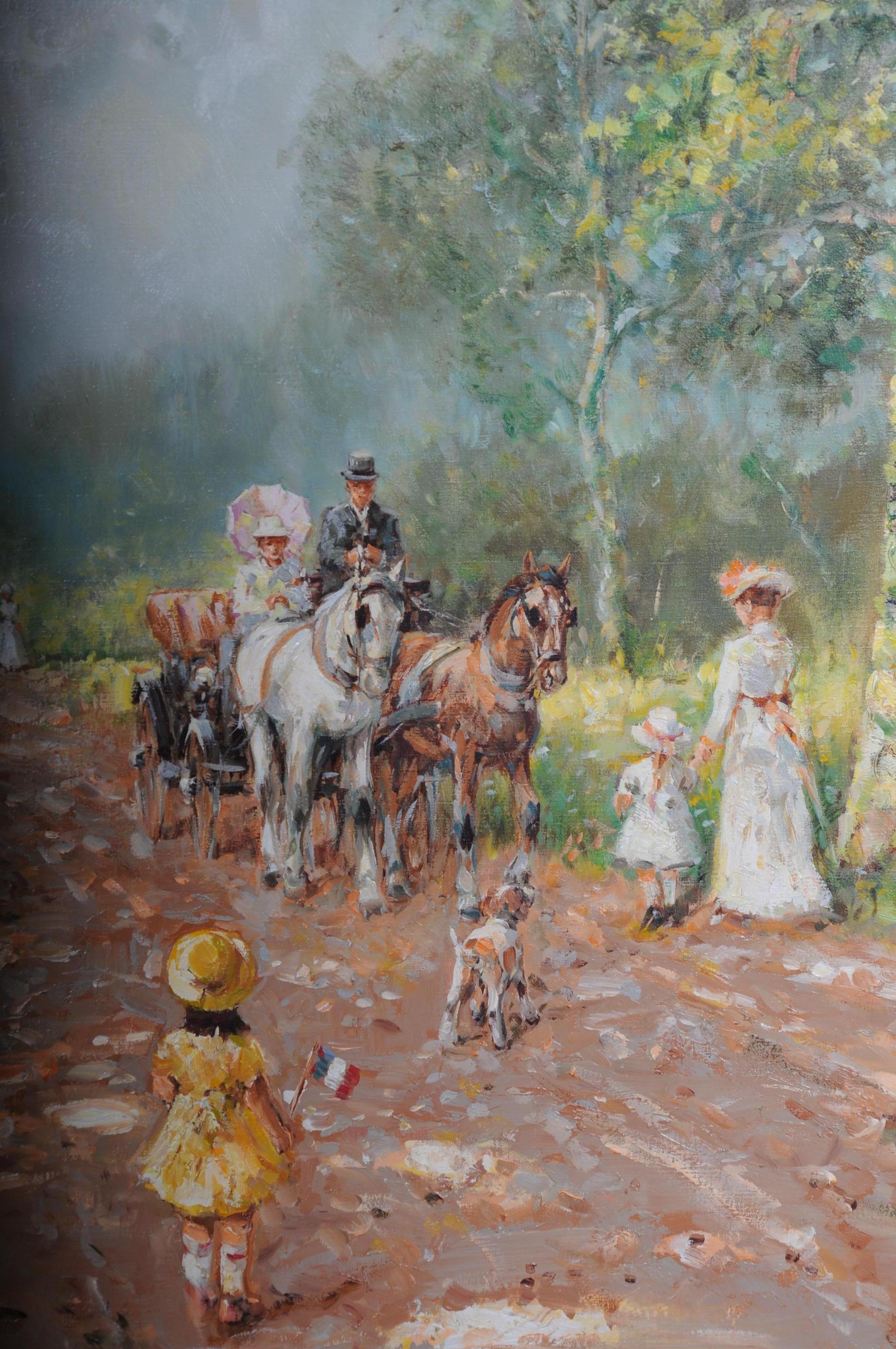 19th Century Impressionist Café Landscape France, 20th Century For Sale