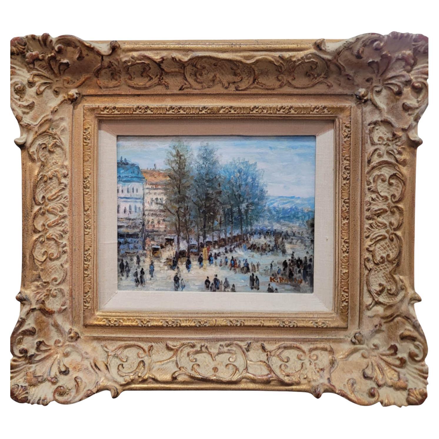 Paisaje urbano impresionista  Pintura al óleo de K. Razin en venta