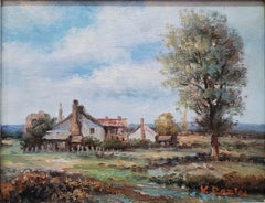 Paysage de campagne impressionniste, peinture à l'huile de K.K. Razin