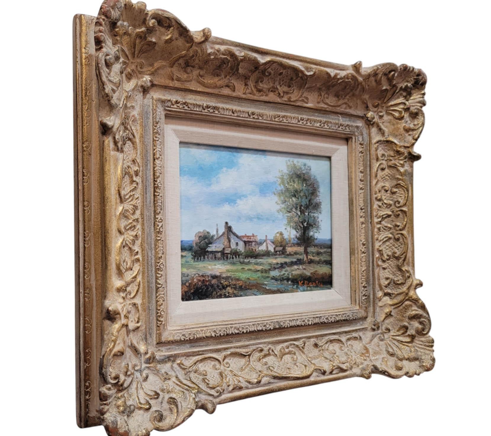Impressionistisches Landschaftsbild Ölgemälde von K. Razin (Handbemalt) im Angebot