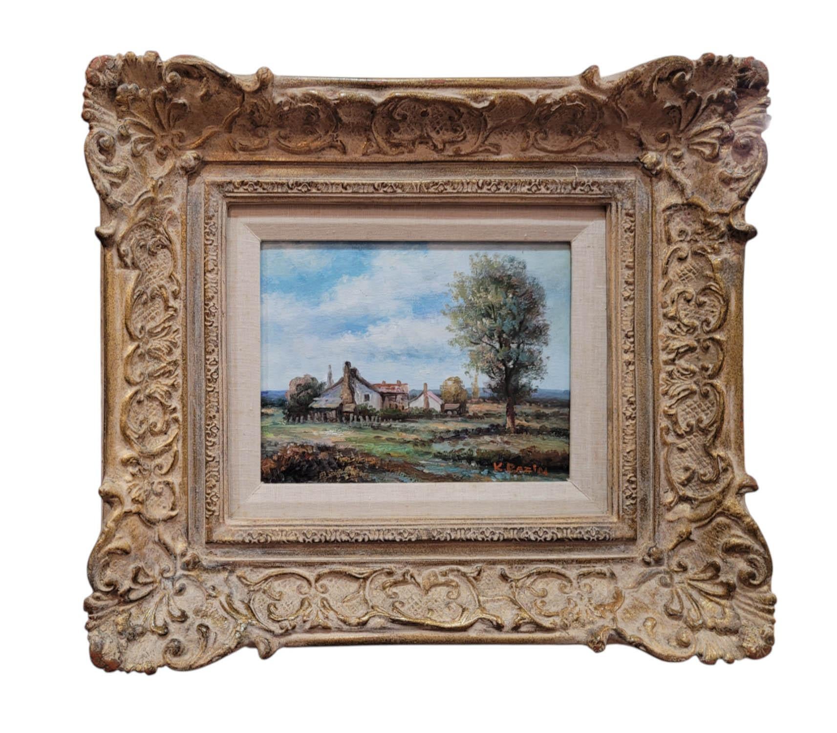 Impressionistisches Landschaftsbild Ölgemälde von K. Razin im Zustand „Gut“ im Angebot in North Palm Beach, FL