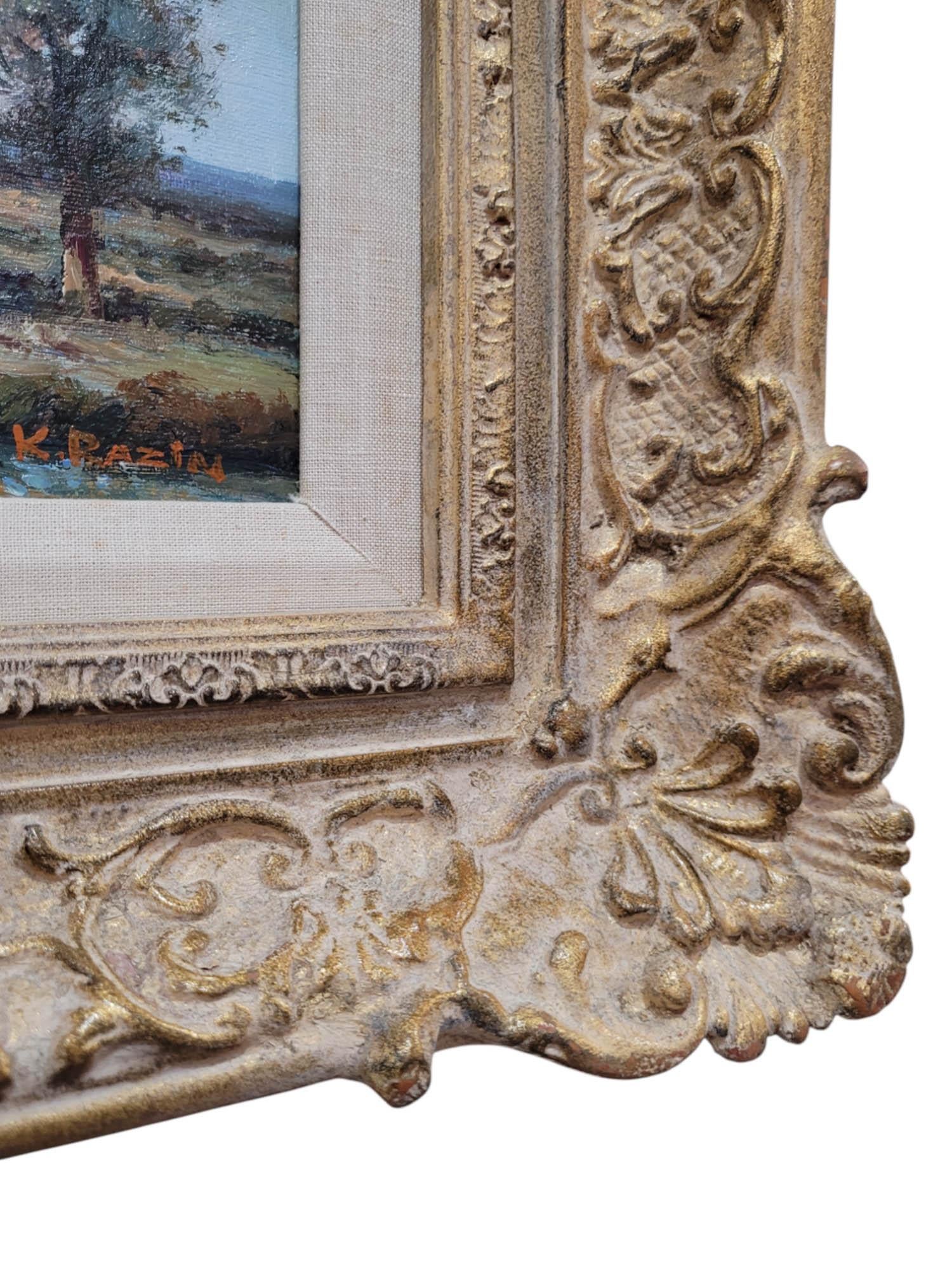 Impressionistisches Landschaftsbild Ölgemälde von K. Razin (Ende des 20. Jahrhunderts) im Angebot