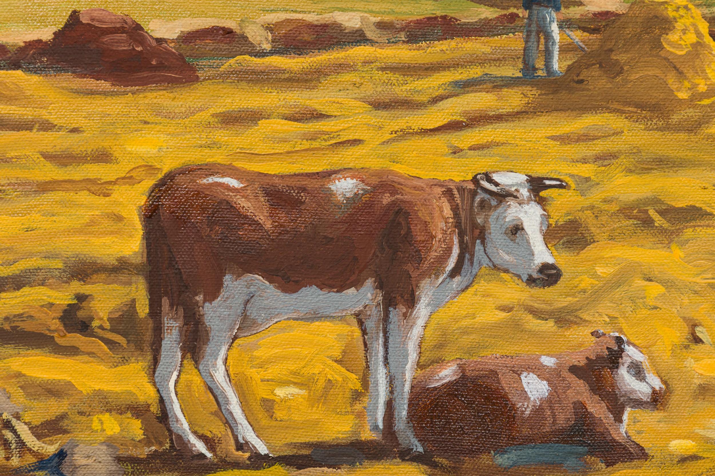 American Impressionist Farming Landscape Painting For Sale