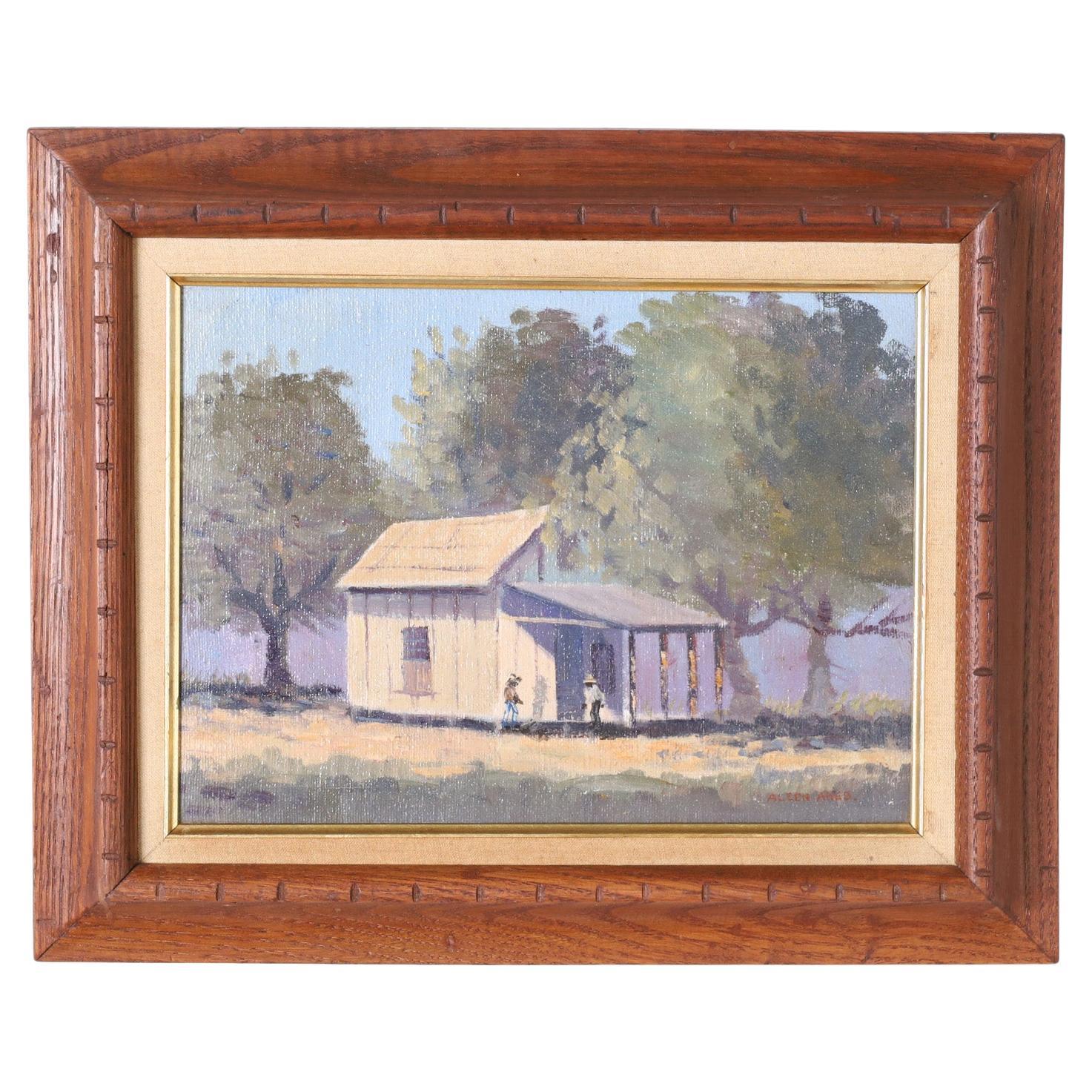 Pittura a olio su tela impressionista della Florida di Aleen Elizabeth Aked