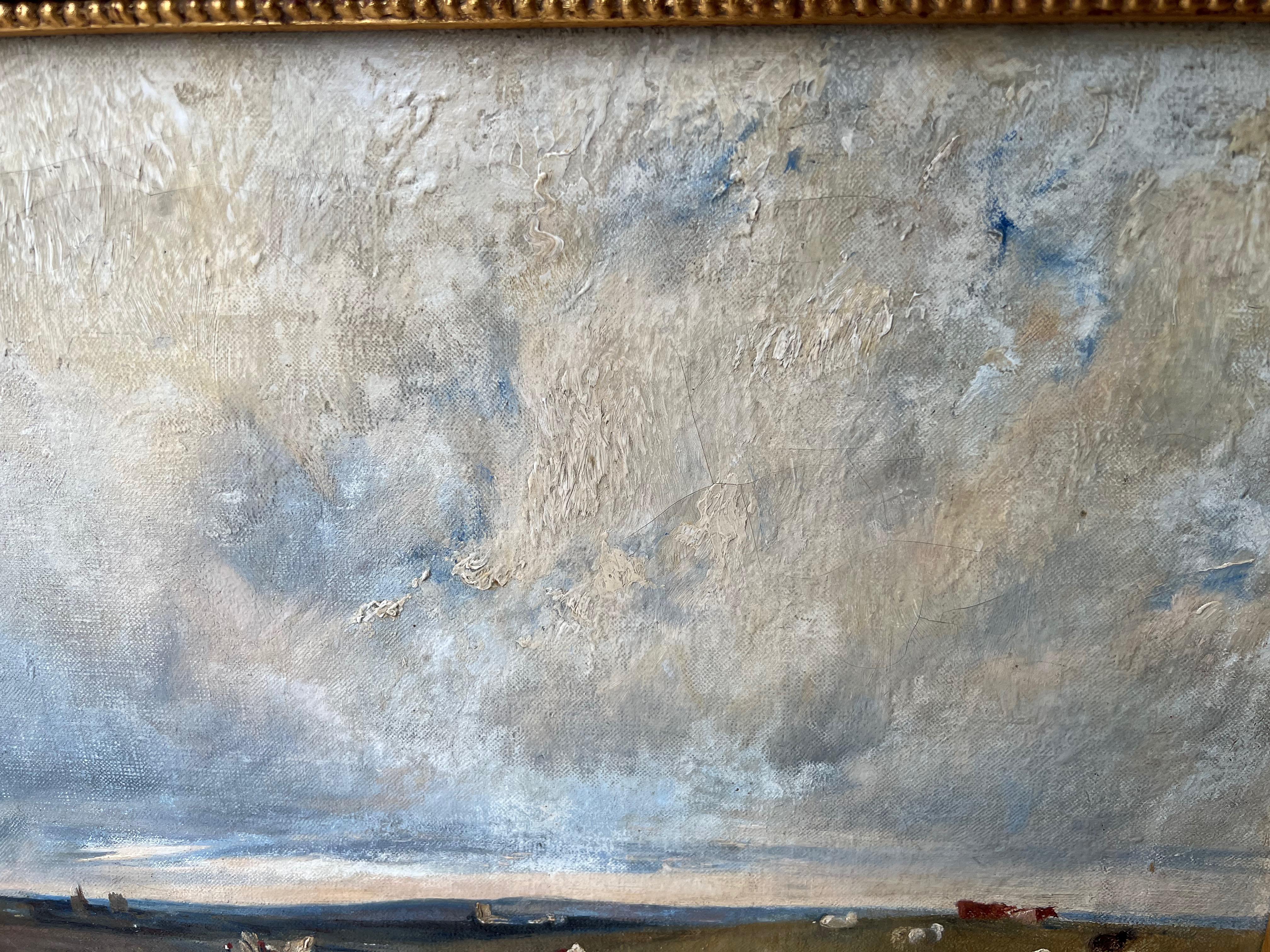 Tela Quadro impressionista francese attribuito a Eugene Boudin