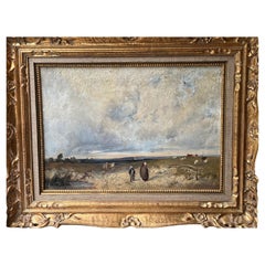 Antique Impressionist French painting attributed to Eugene Boudin 