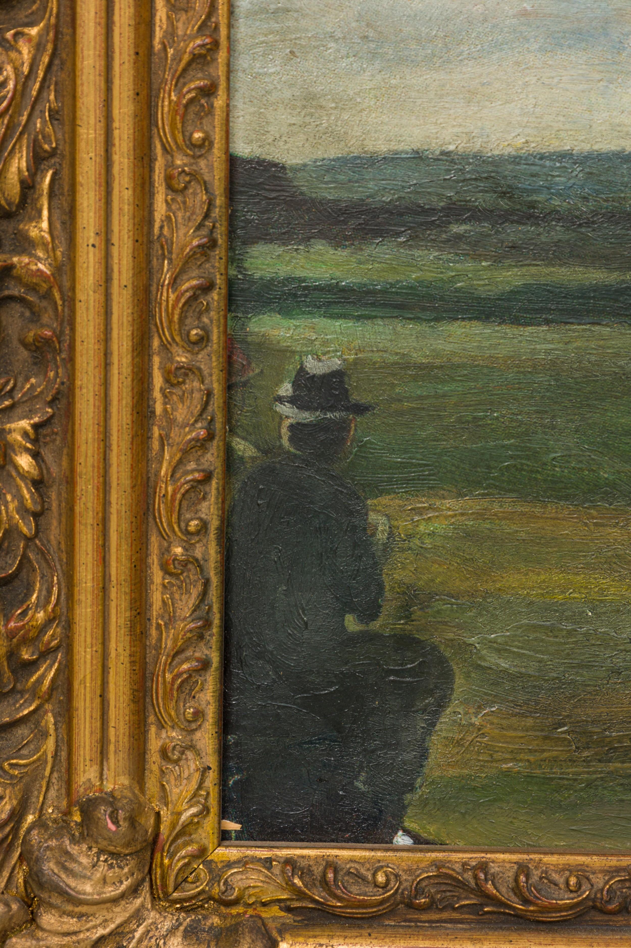 Pintura impresionista de un golfista en Bueno estado para la venta en Queens, NY