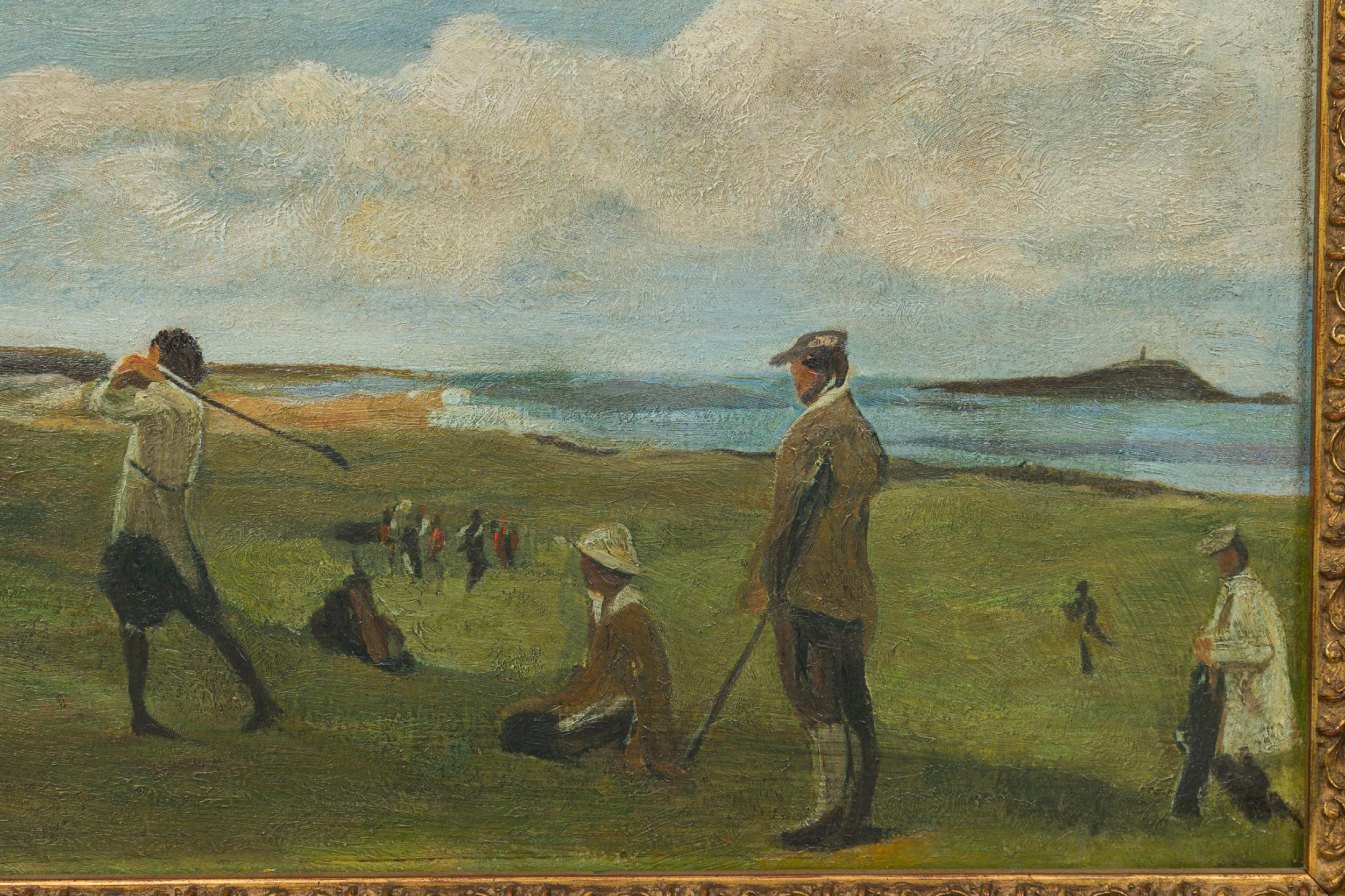 Pintura impresionista de un golfista siglo XX en venta