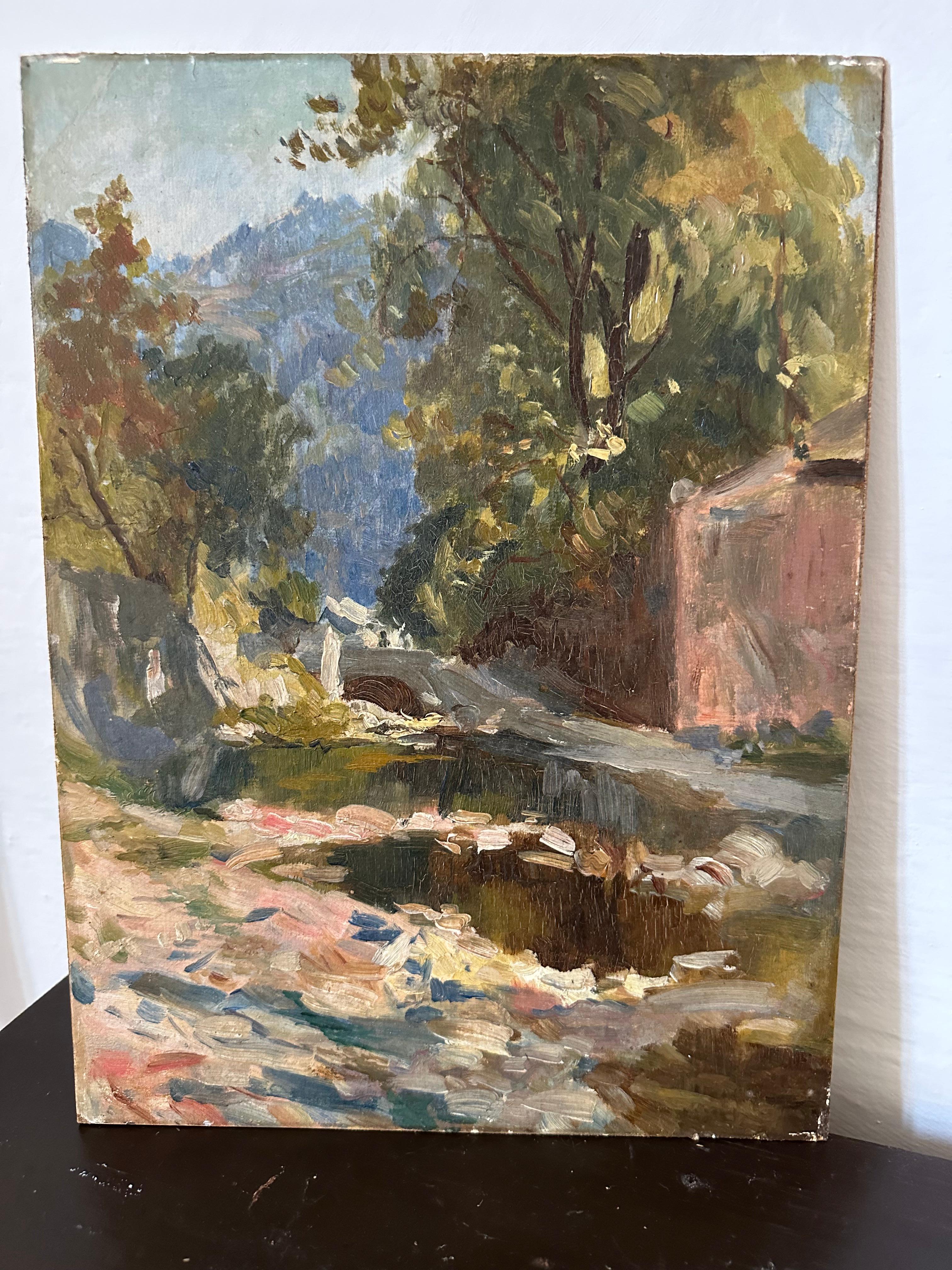 Impressionistisches italienisches Landschafts-Ölgemälde, um 1900 (Belle Époque) im Angebot