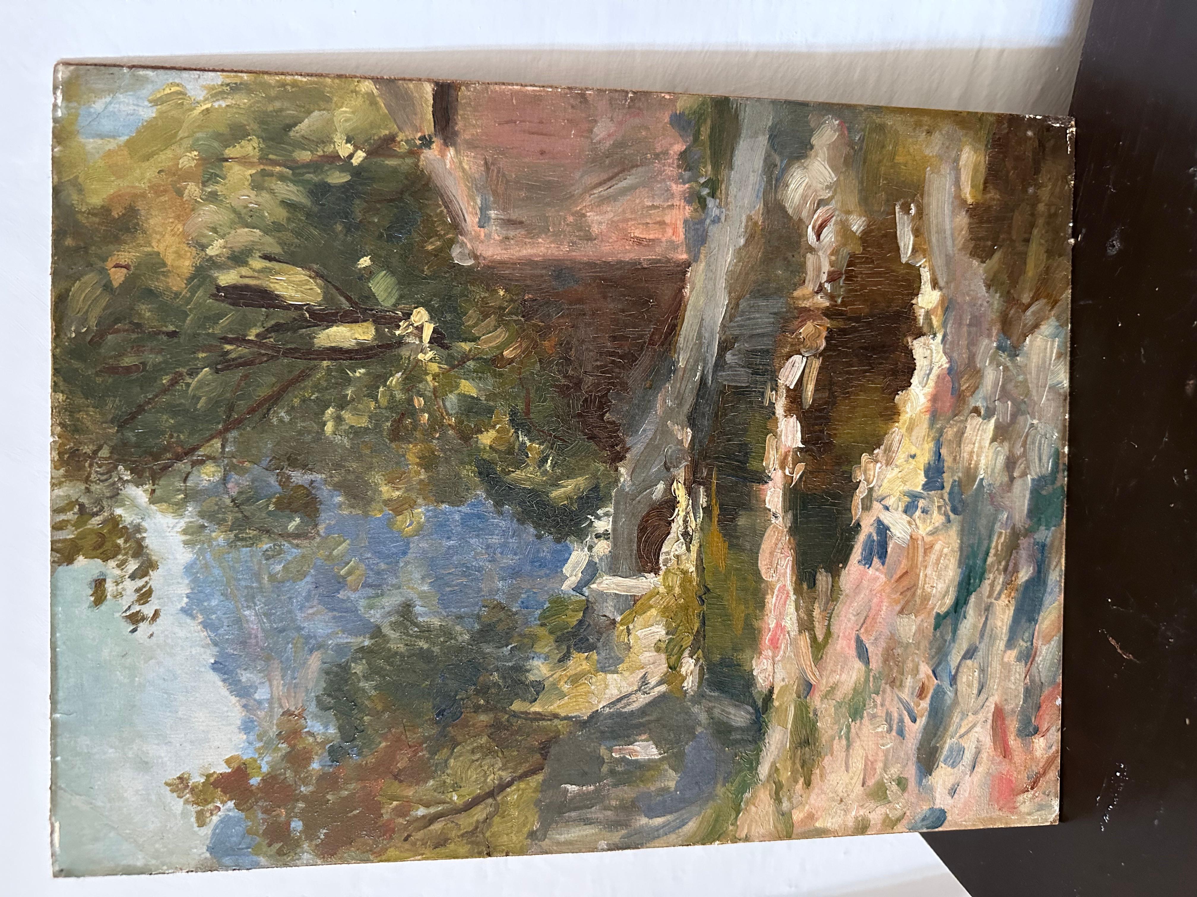 Belle Époque Paesaggio italiano impressionista dipinto a olio, circa 1900 in vendita