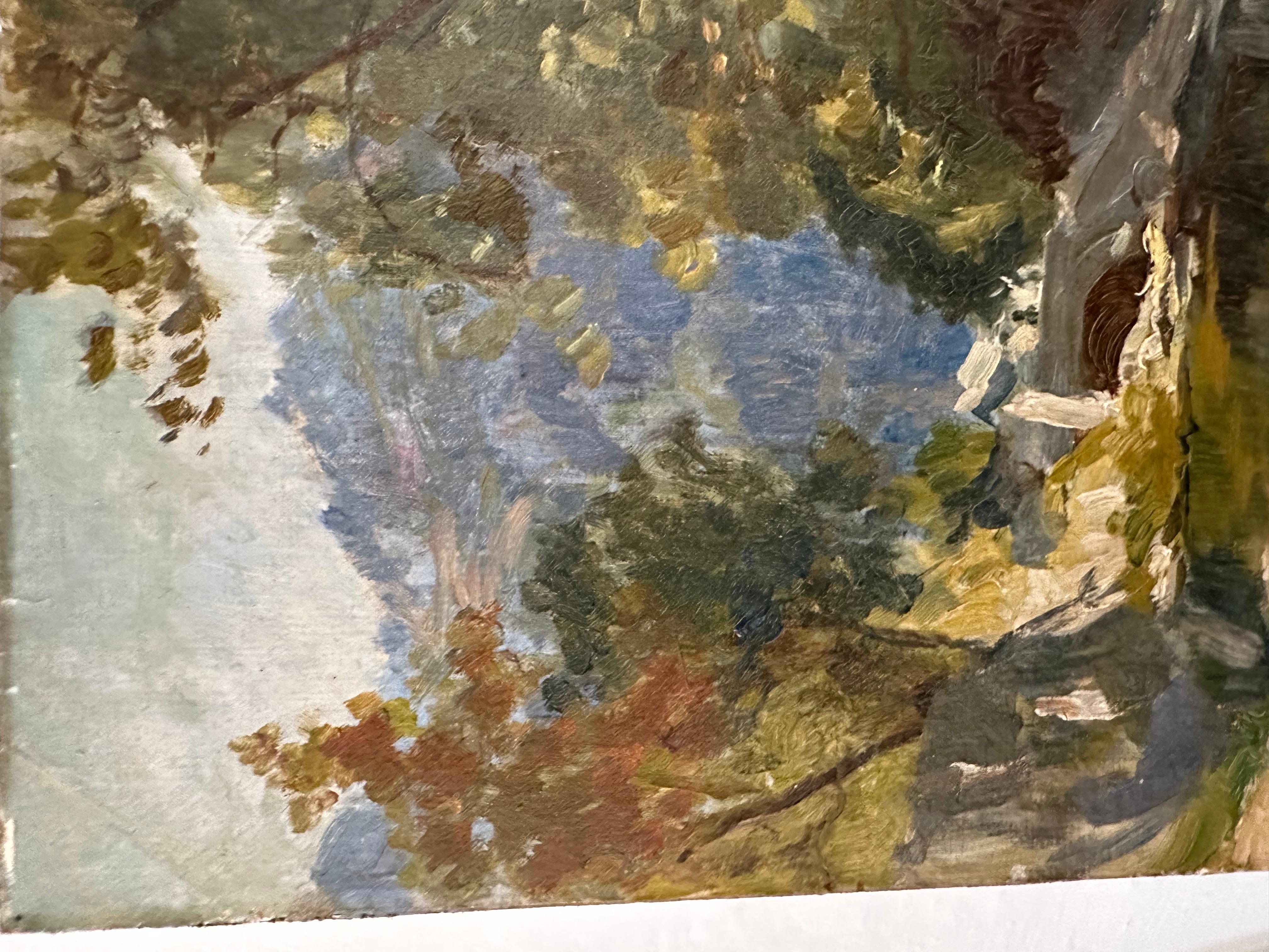 Dipinto a mano Paesaggio italiano impressionista dipinto a olio, circa 1900 in vendita