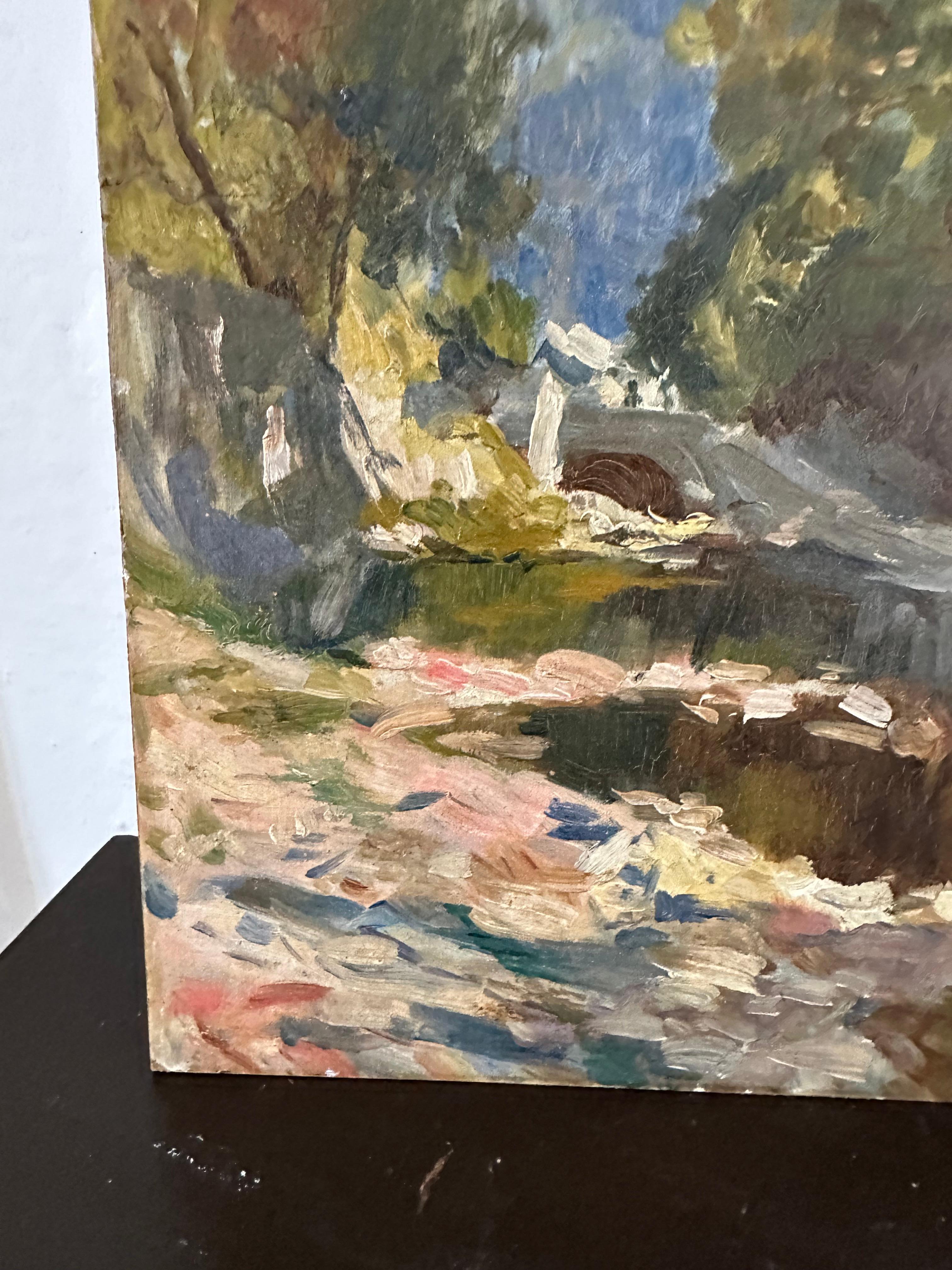 Impressionistisches italienisches Landschafts-Ölgemälde, um 1900 im Zustand „Gut“ im Angebot in Hamburg, DE