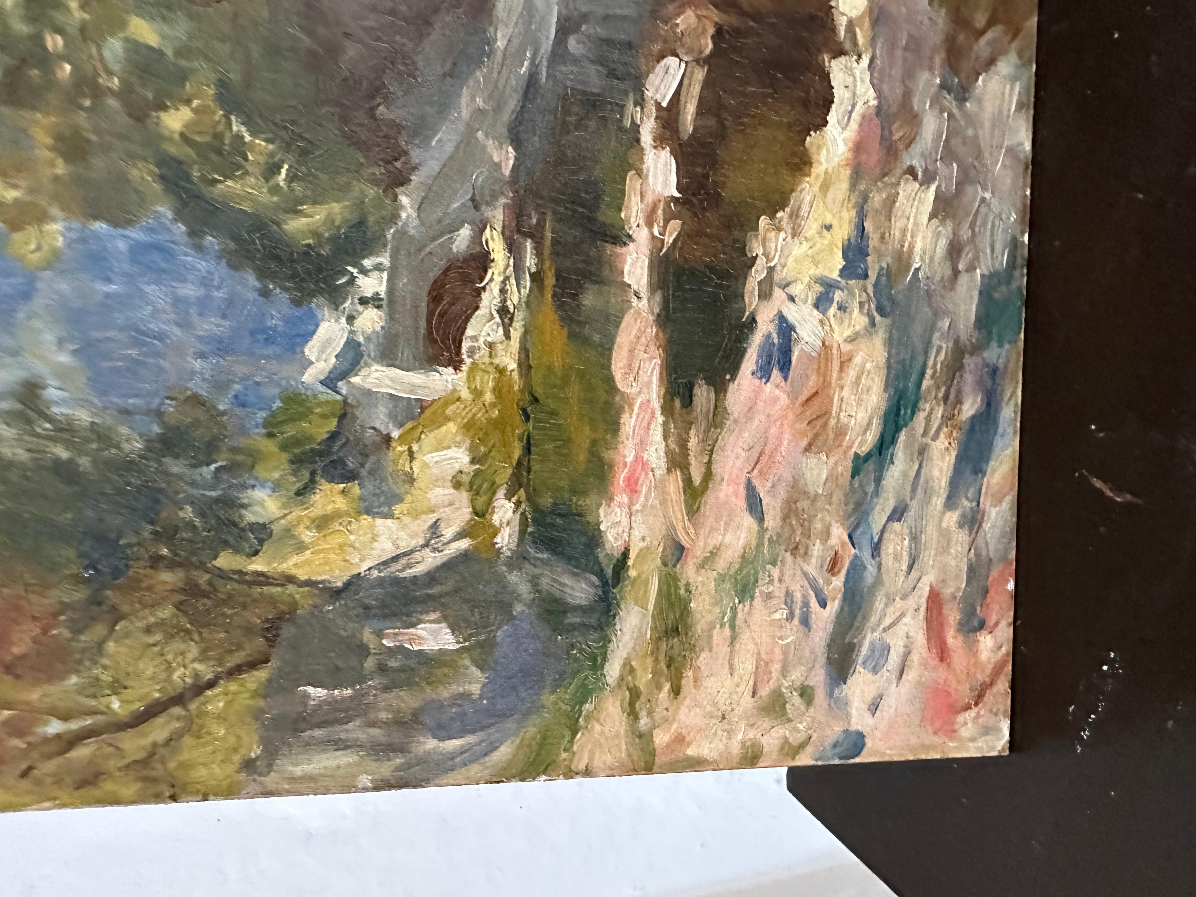 Paesaggio italiano impressionista dipinto a olio, circa 1900 In condizioni buone in vendita a Hamburg, DE