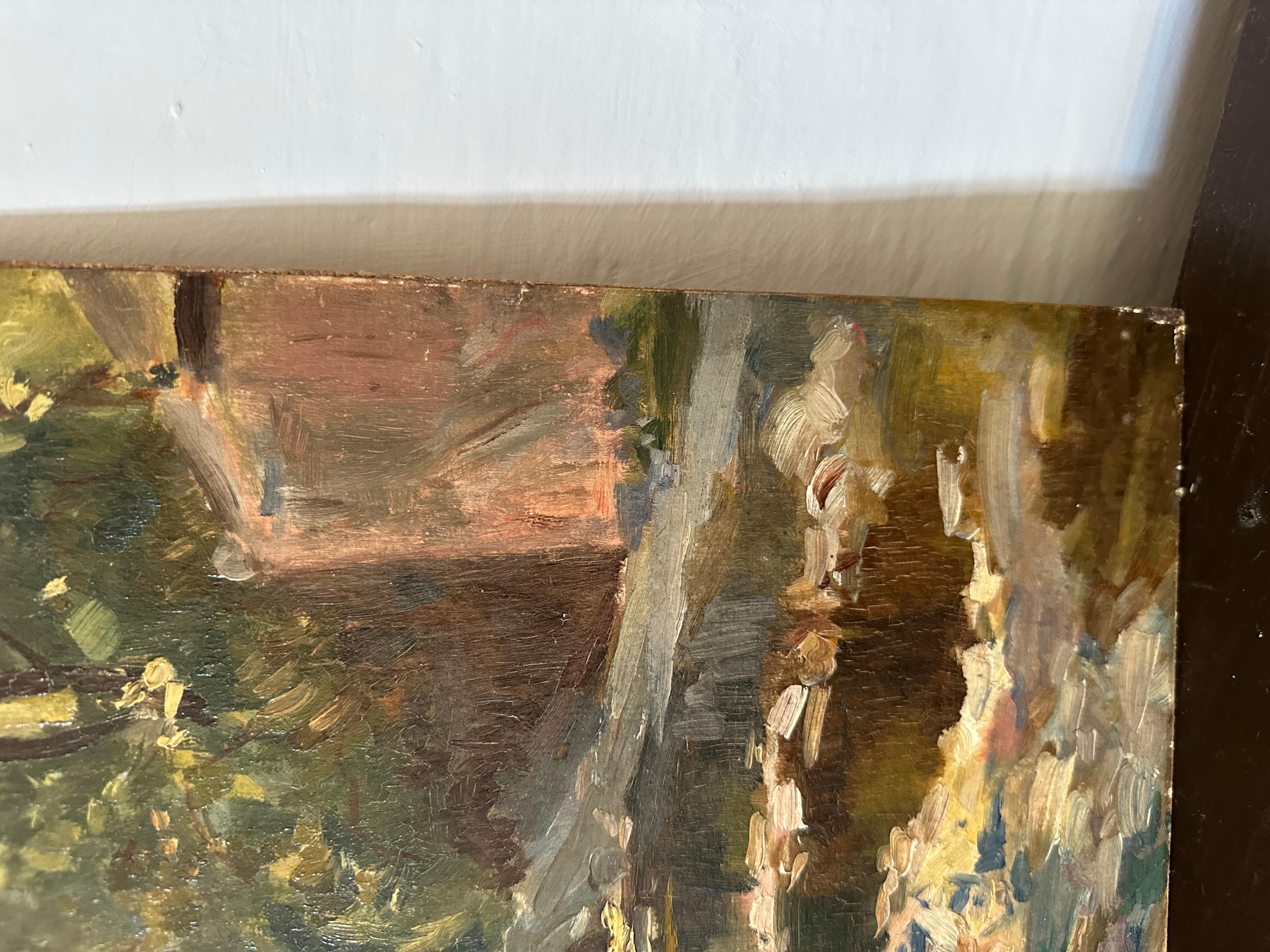 Inizio XX secolo Paesaggio italiano impressionista dipinto a olio, circa 1900 in vendita
