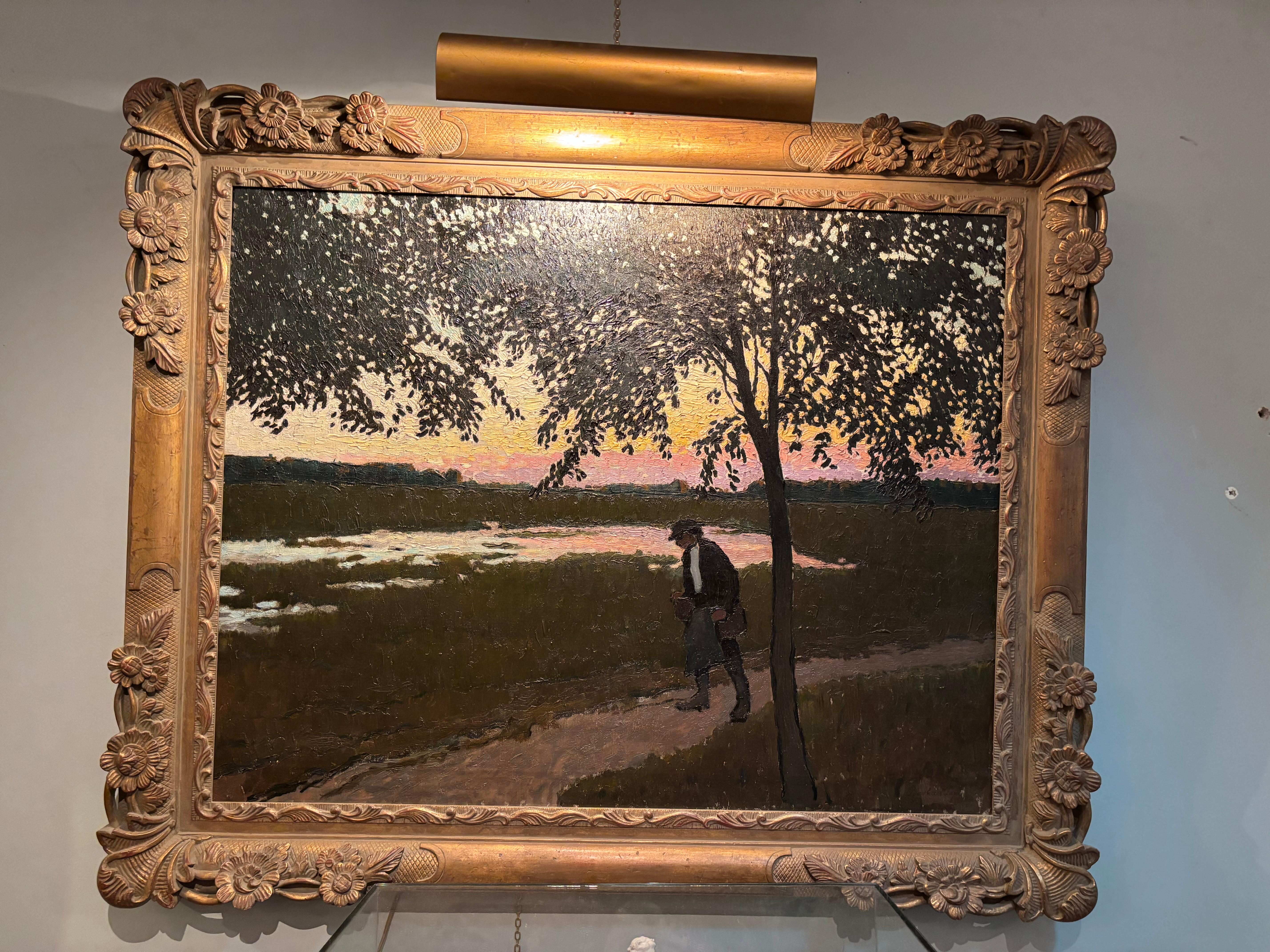 Paesaggio impressionista dell'artista ungherese Barkasz Lajos dei primi del '900 in vendita 6