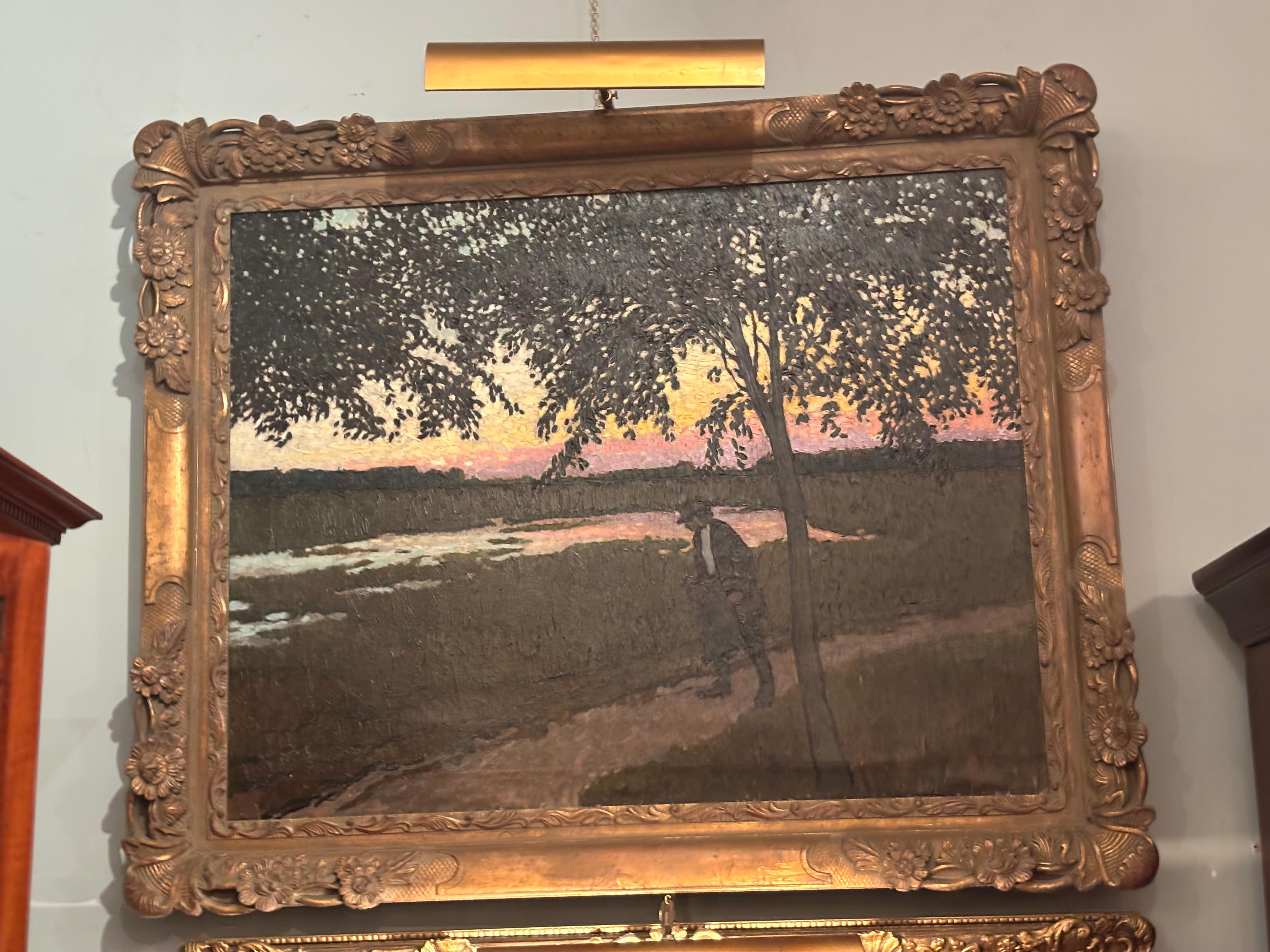 Canvas Impressionist Landscape by Early 20 Century Hungarian Artist Barkasz Lajos For Sale