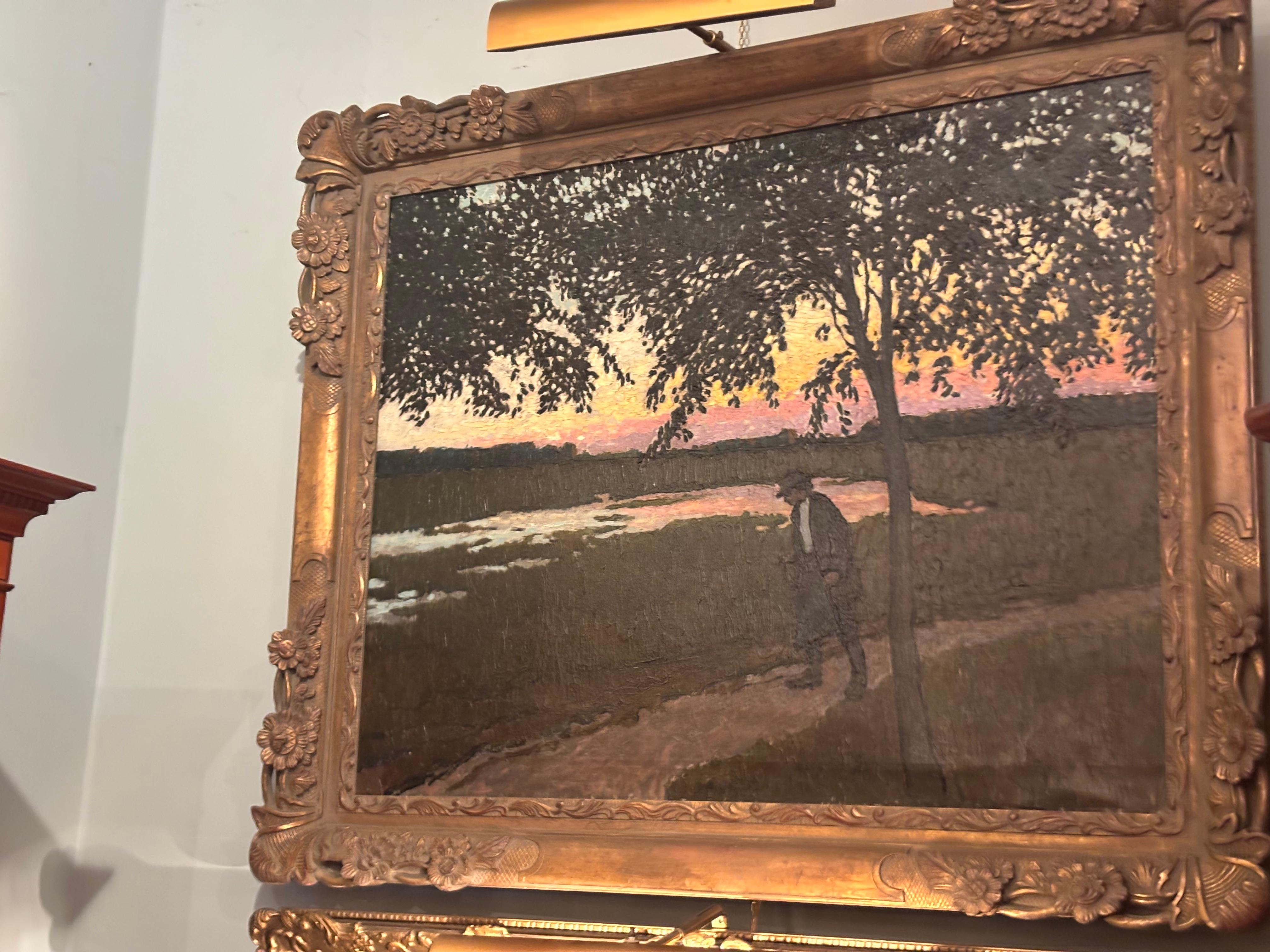 Impressionist Landscape by Early 20 Century Hungarian Artist Barkasz Lajos For Sale 1