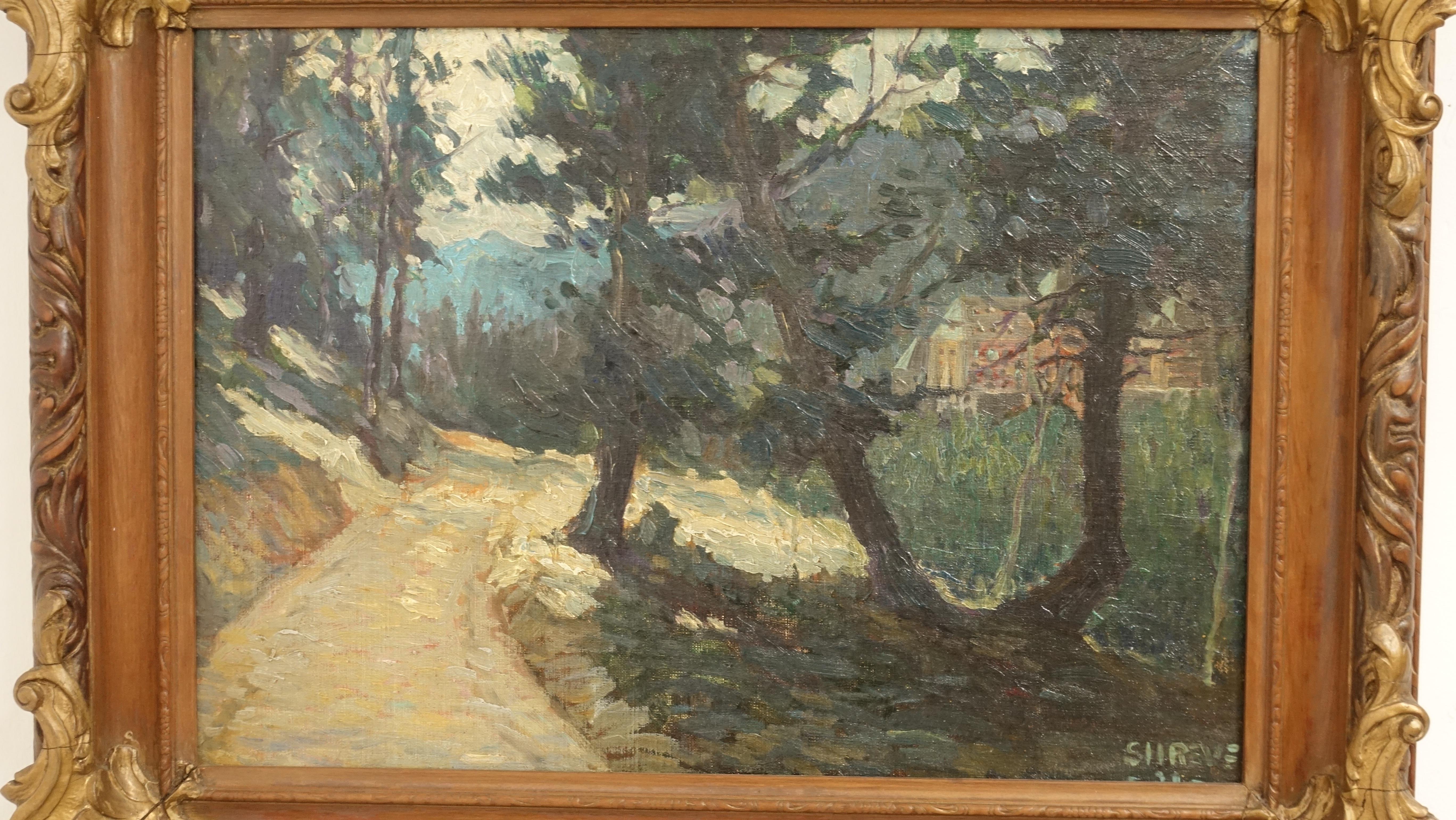 Hand-Painted Impressionist Landscape Painting, Signed Shreve 1923 For Sale