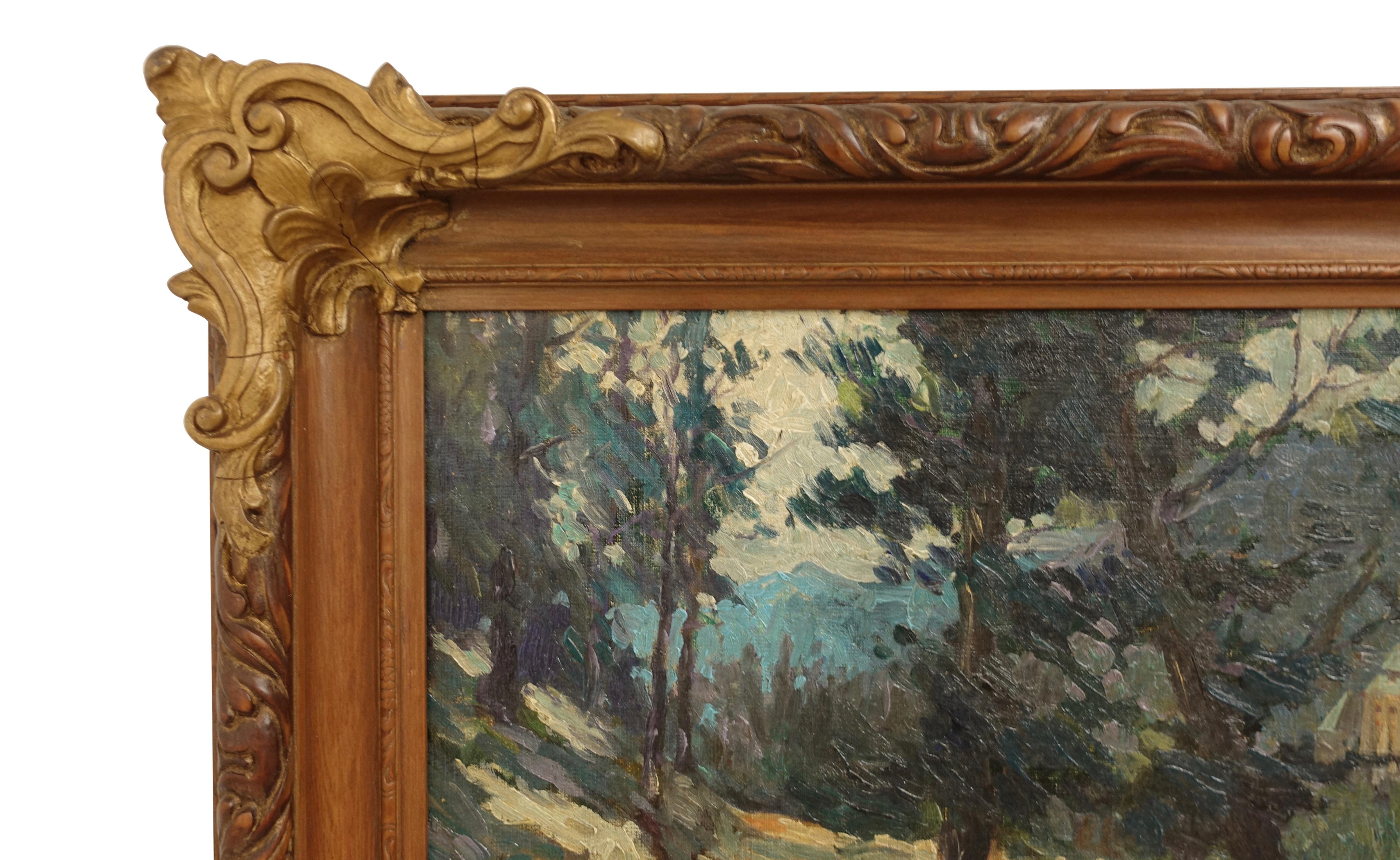 Canvas Impressionist Landscape Painting, Signed Shreve 1923 For Sale