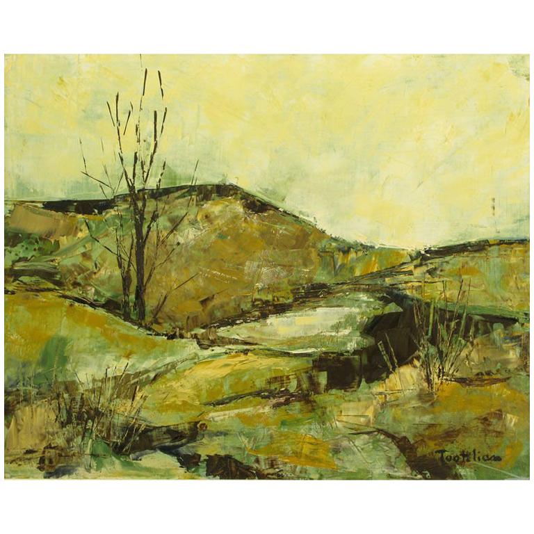 Impressionistische Landschaft, Ölgemälde von Tootelian im Angebot