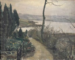 Peinture de paysage impressionniste, huile sur toile, début du 20e siècle