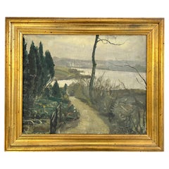 Peinture de paysage impressionniste, huile sur toile, début du 20e siècle