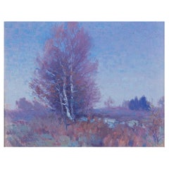 Paysage impressionniste Twilight de l'artiste américain George Renouard, daté de 1916