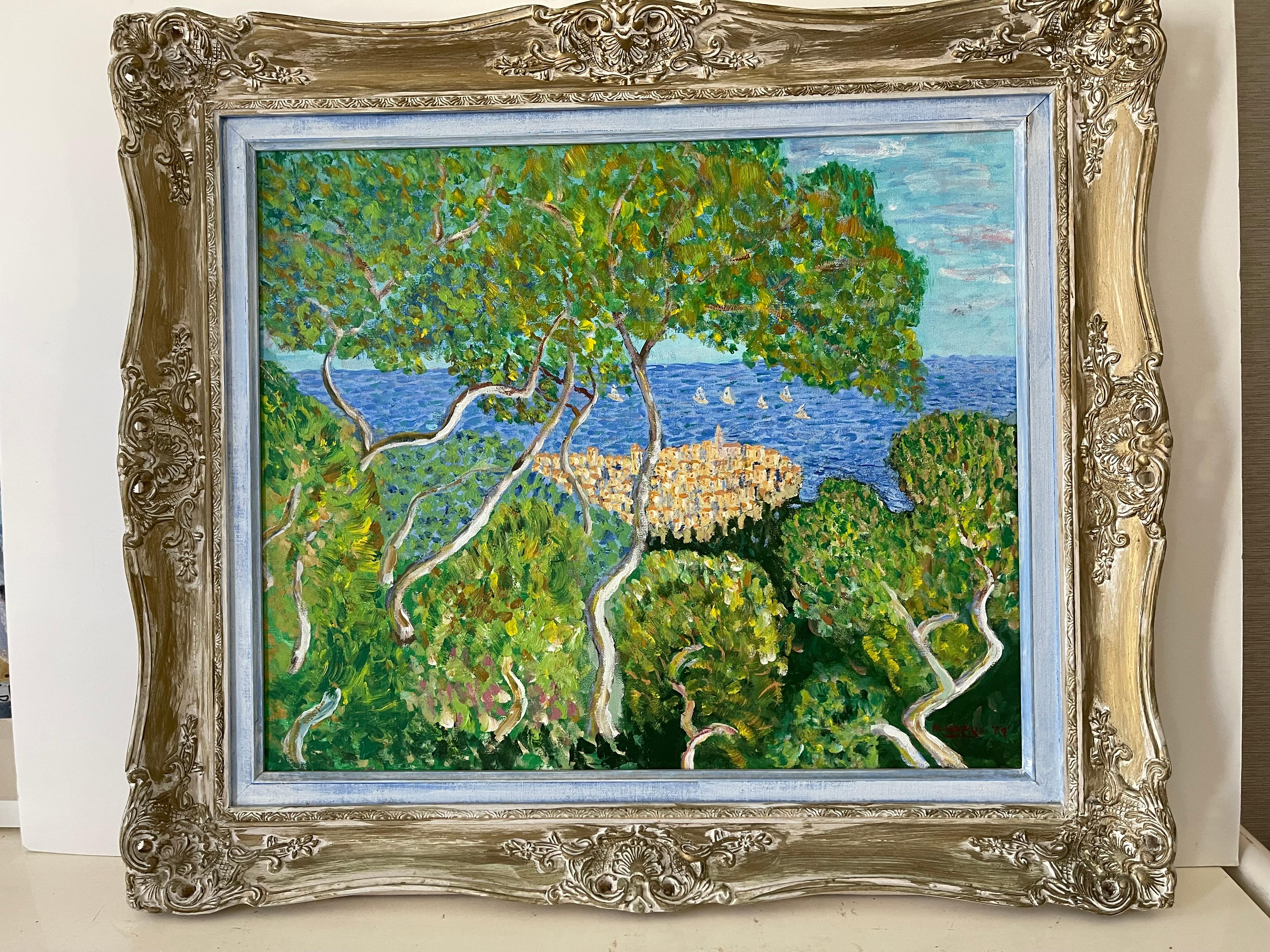 Impressionistische Medien-Landschaft Öl auf Leinwand Signiert (Postmoderne) im Angebot