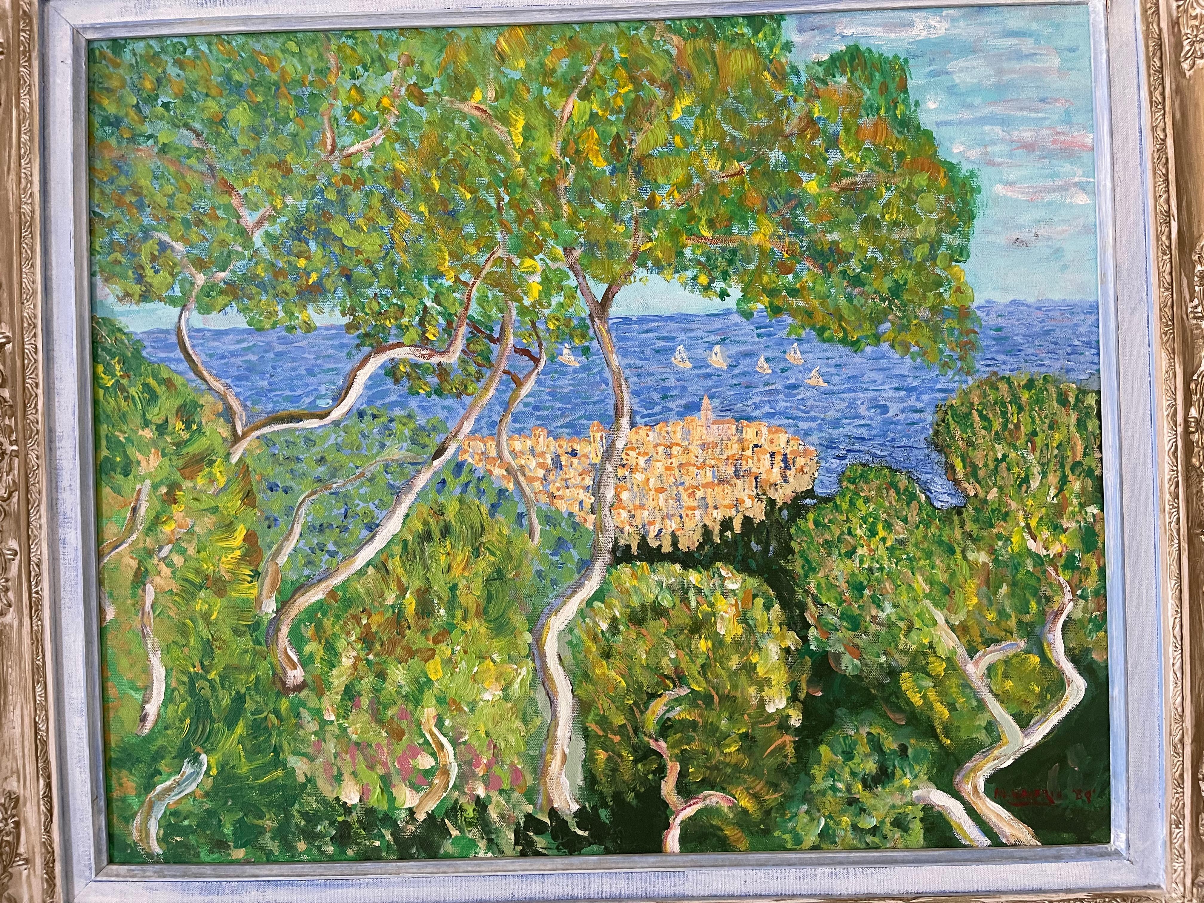 Impressionistische Medien-Landschaft Öl auf Leinwand Signiert (amerikanisch) im Angebot