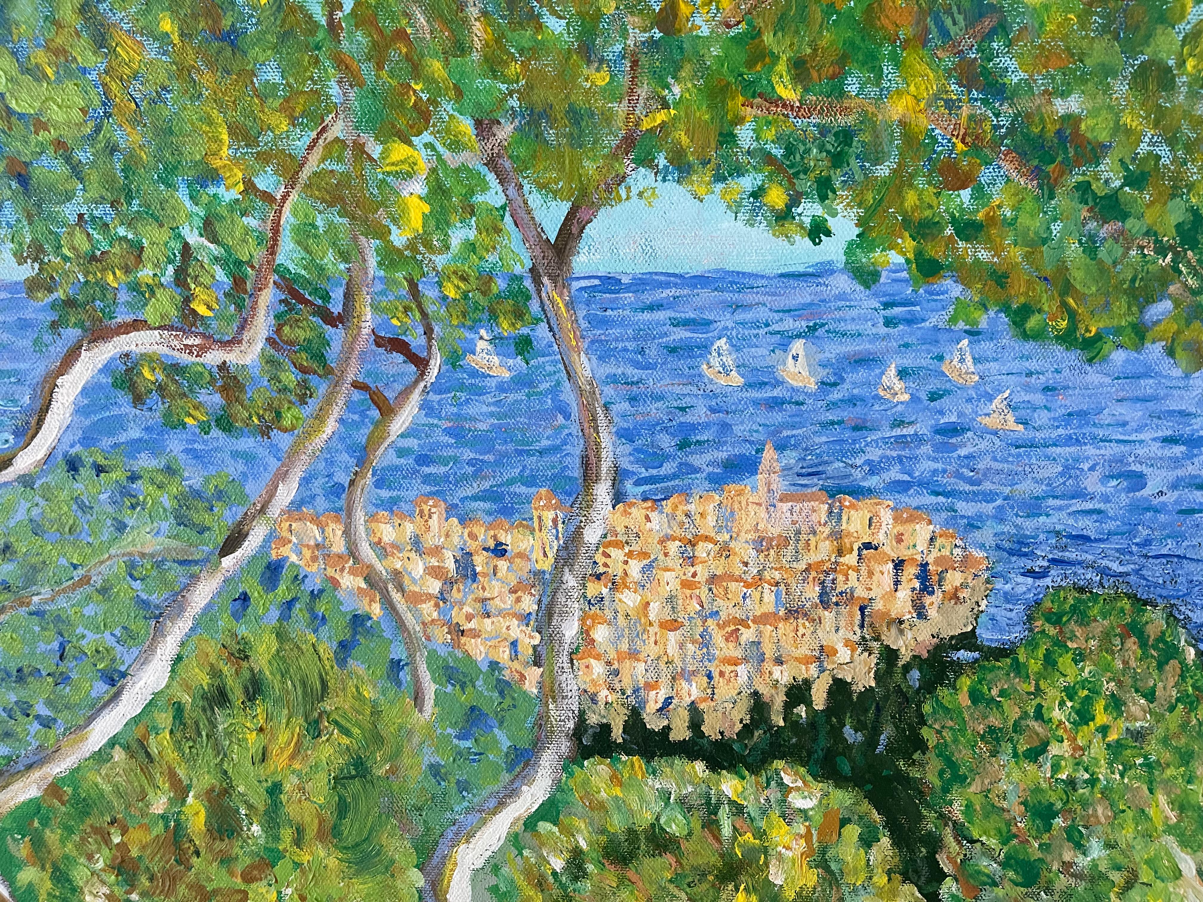Impressionistische Medien-Landschaft Öl auf Leinwand Signiert (Ende des 20. Jahrhunderts) im Angebot