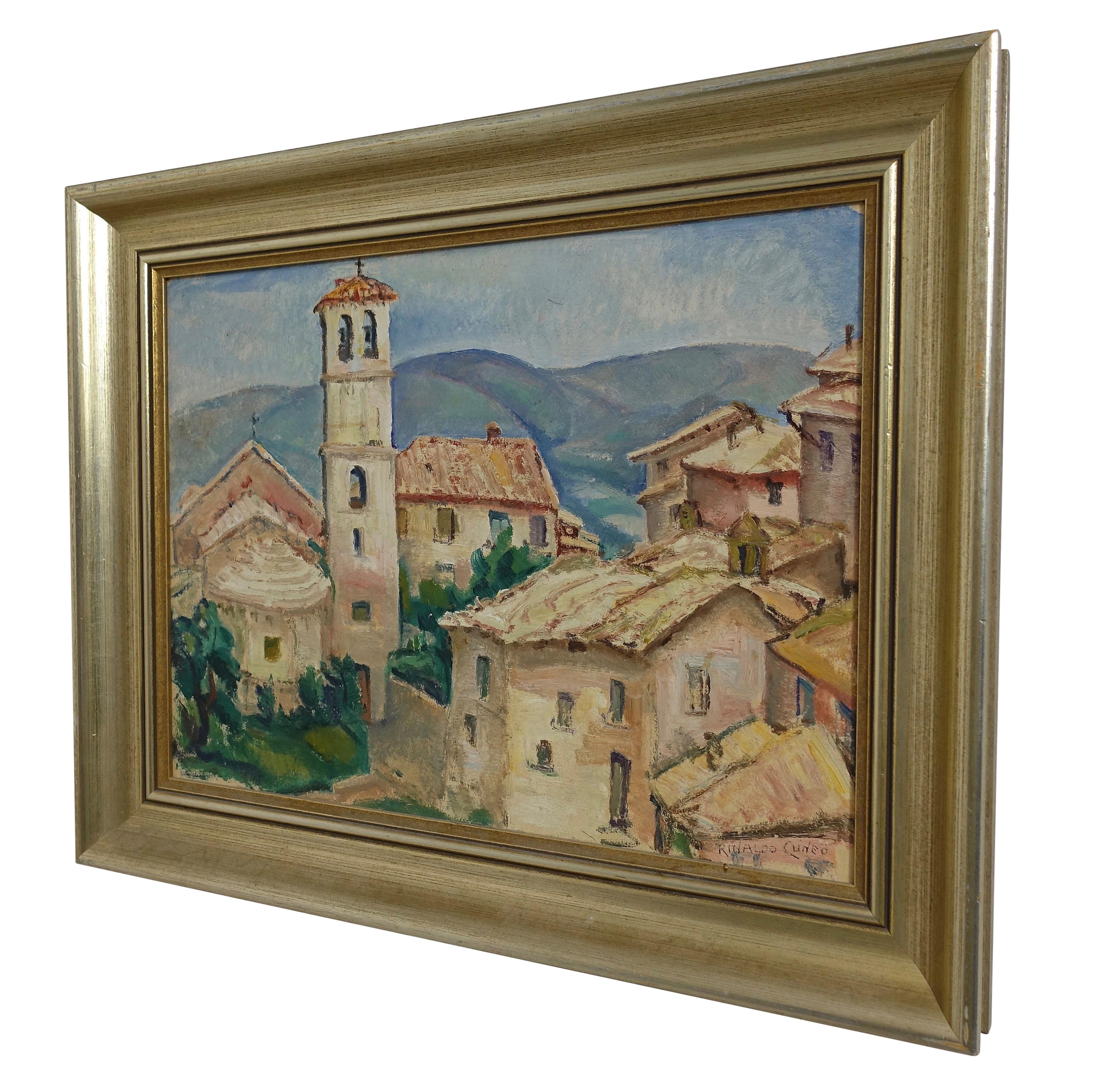 American Impressionist Italian Village Scene Painting, California Artist Rinaldo Cuneo
