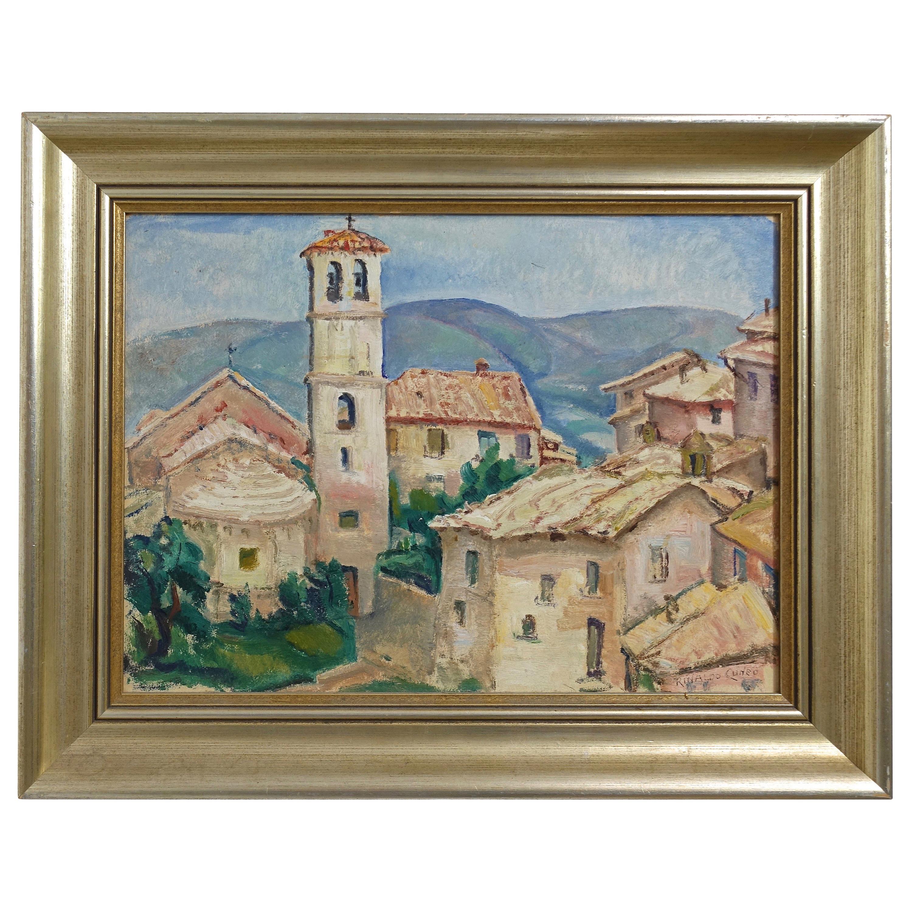 Impressionist Italian Village Scene Painting, California Artist Rinaldo Cuneo