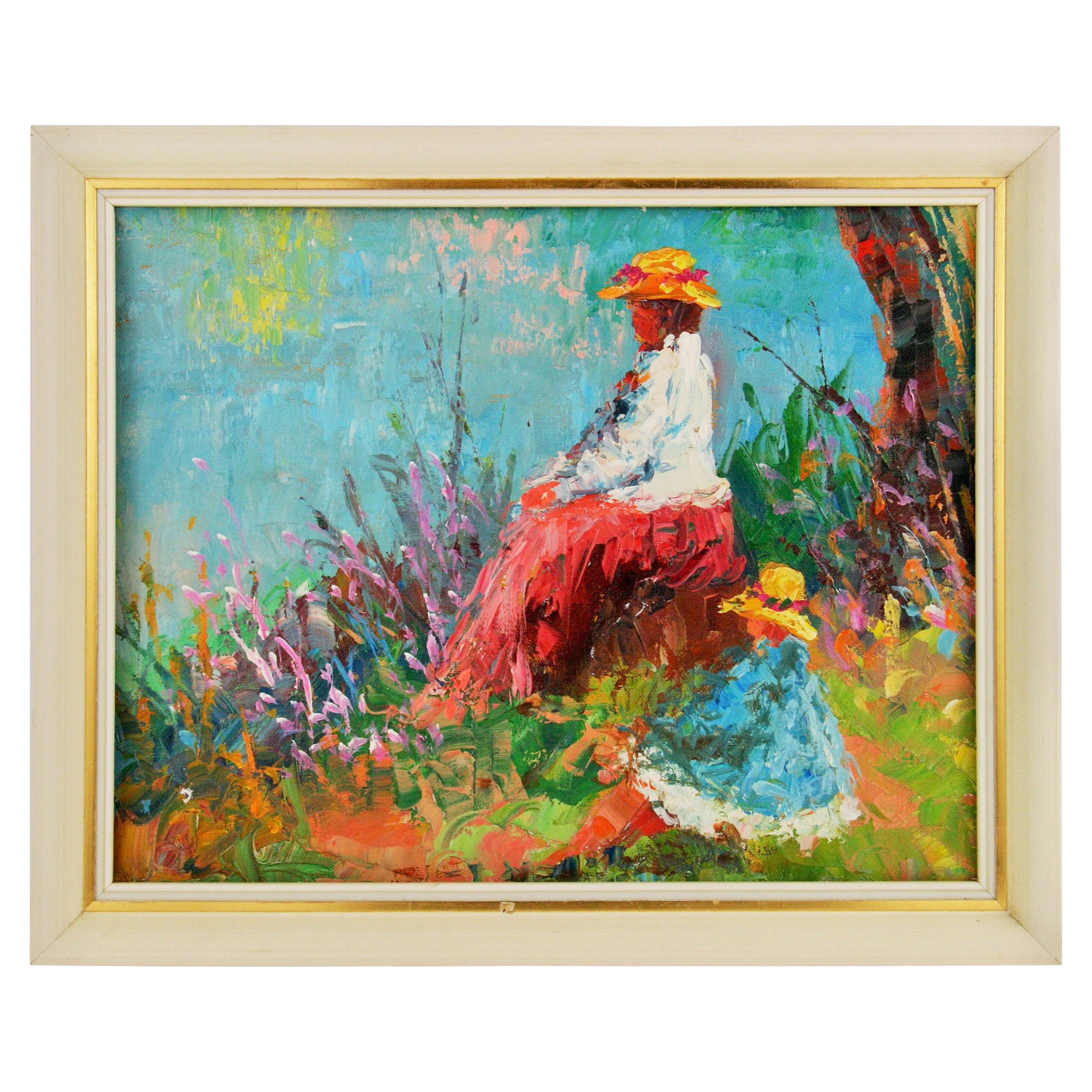 Antique Danish Impressionist Painting of a Mother and Child, Signed